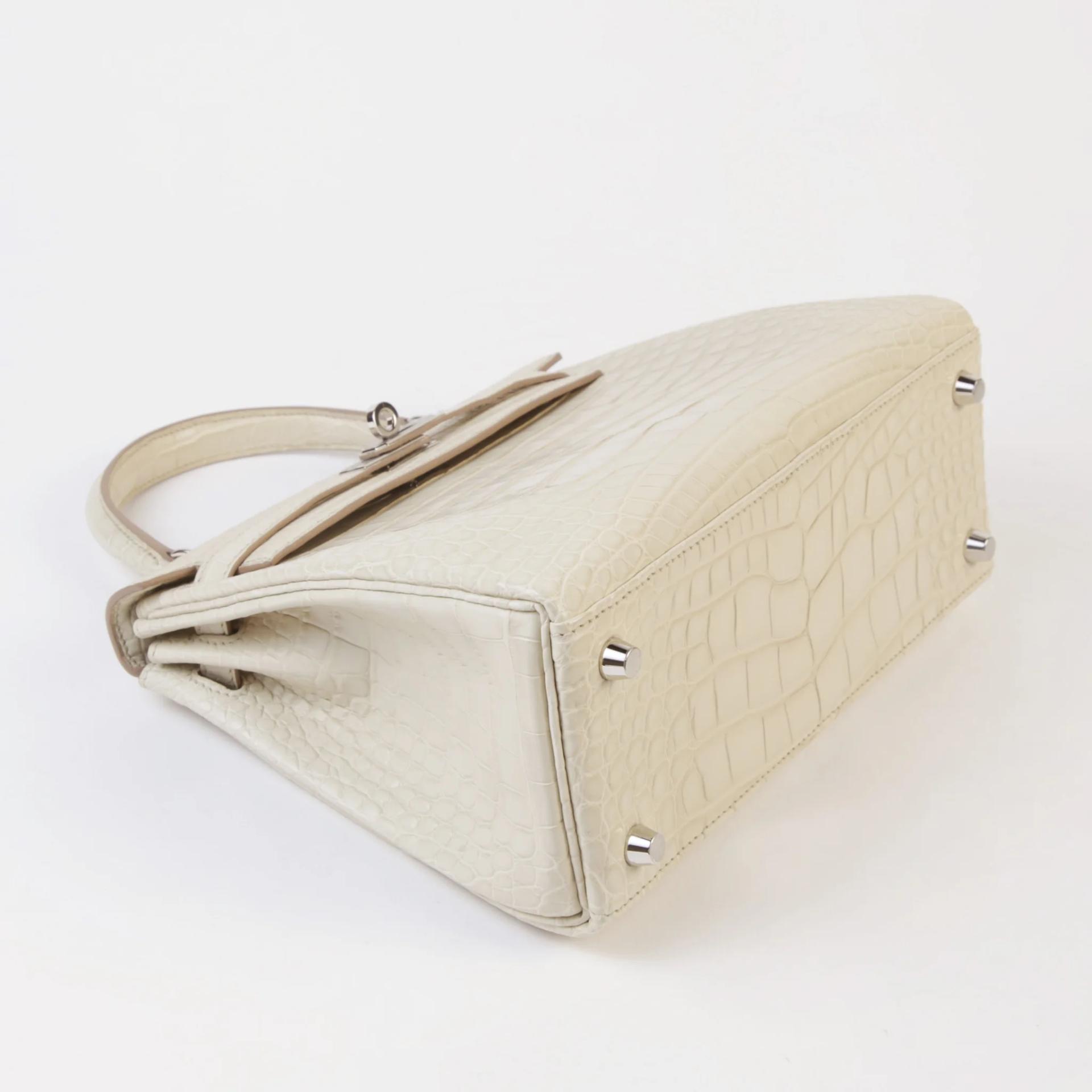 Unused ( Rank NS ) HERMÈS Kelly 25 Beton (8L) Matte Alligator Palladium hardware U (2022) - 4