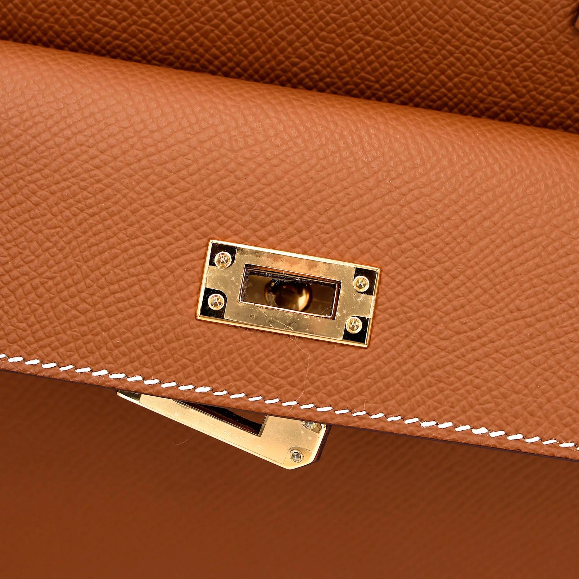 SA超美品 HERMÈS 愛馬仕 限量收藏款 Kelly 20 en Desordre 37 金棕色 Gold Epsom牛皮 金扣 B刻 2023年 - 11