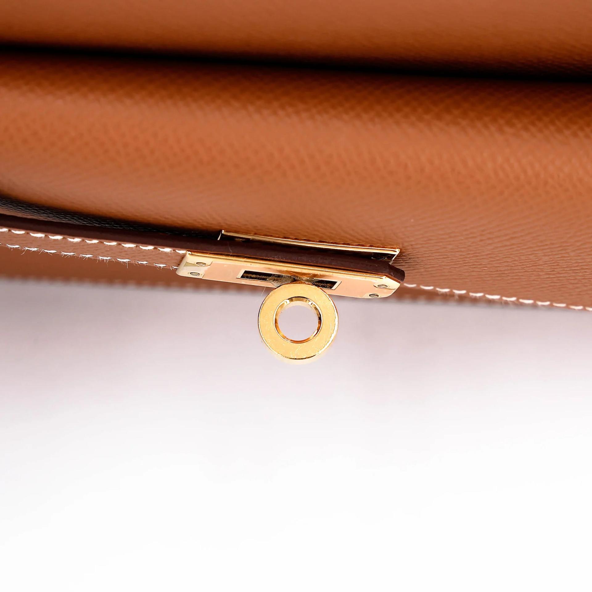 SA超美品 HERMÈS 愛馬仕 限量收藏款 Kelly 20 en Desordre 37 金棕色 Gold Epsom牛皮 金扣 B刻 2023年 - 9