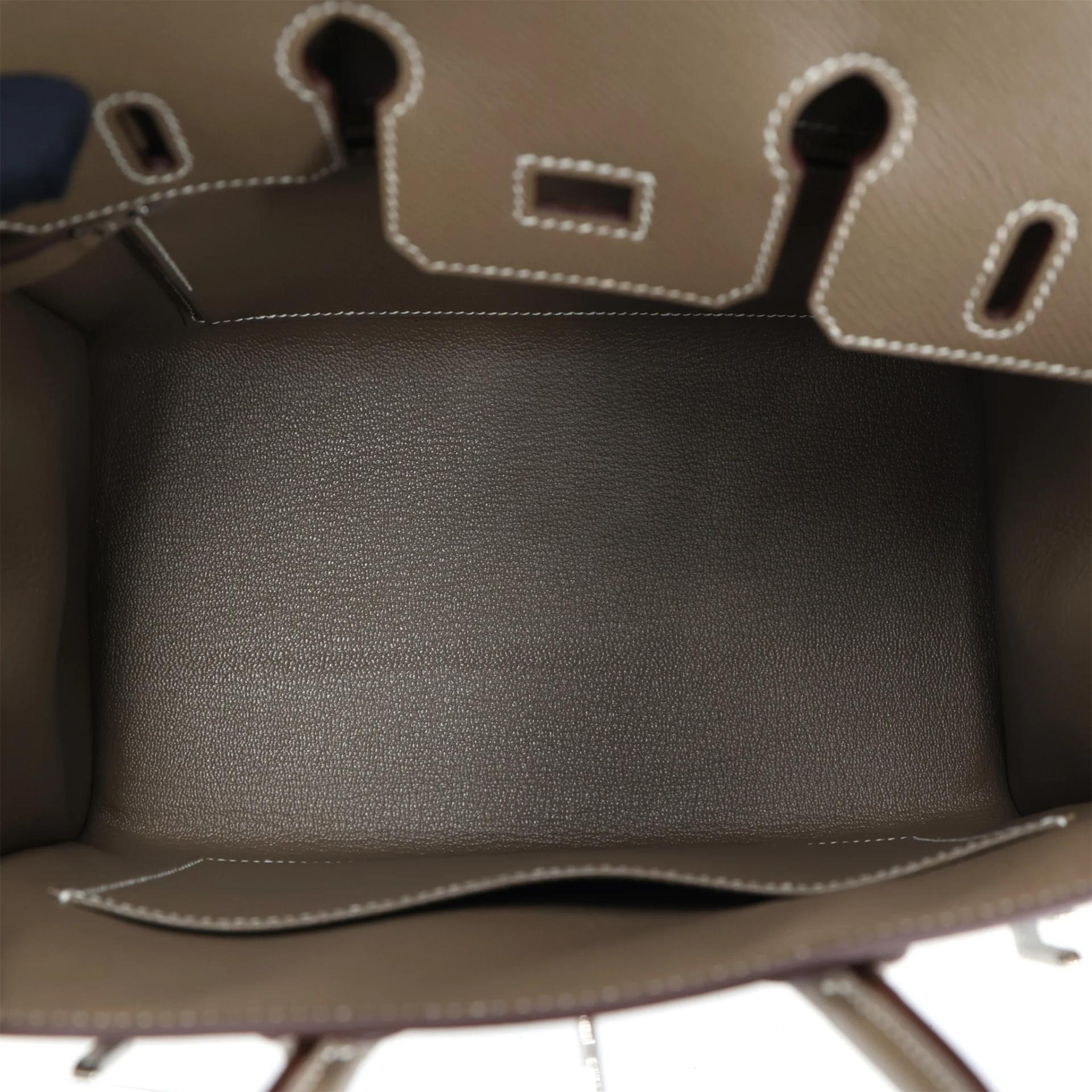 Excellent ( Rank SA ) HERMÈS Birkin 25 Sellier Etoupe (18) Epsom Palladium hardware Z (2021) - 11