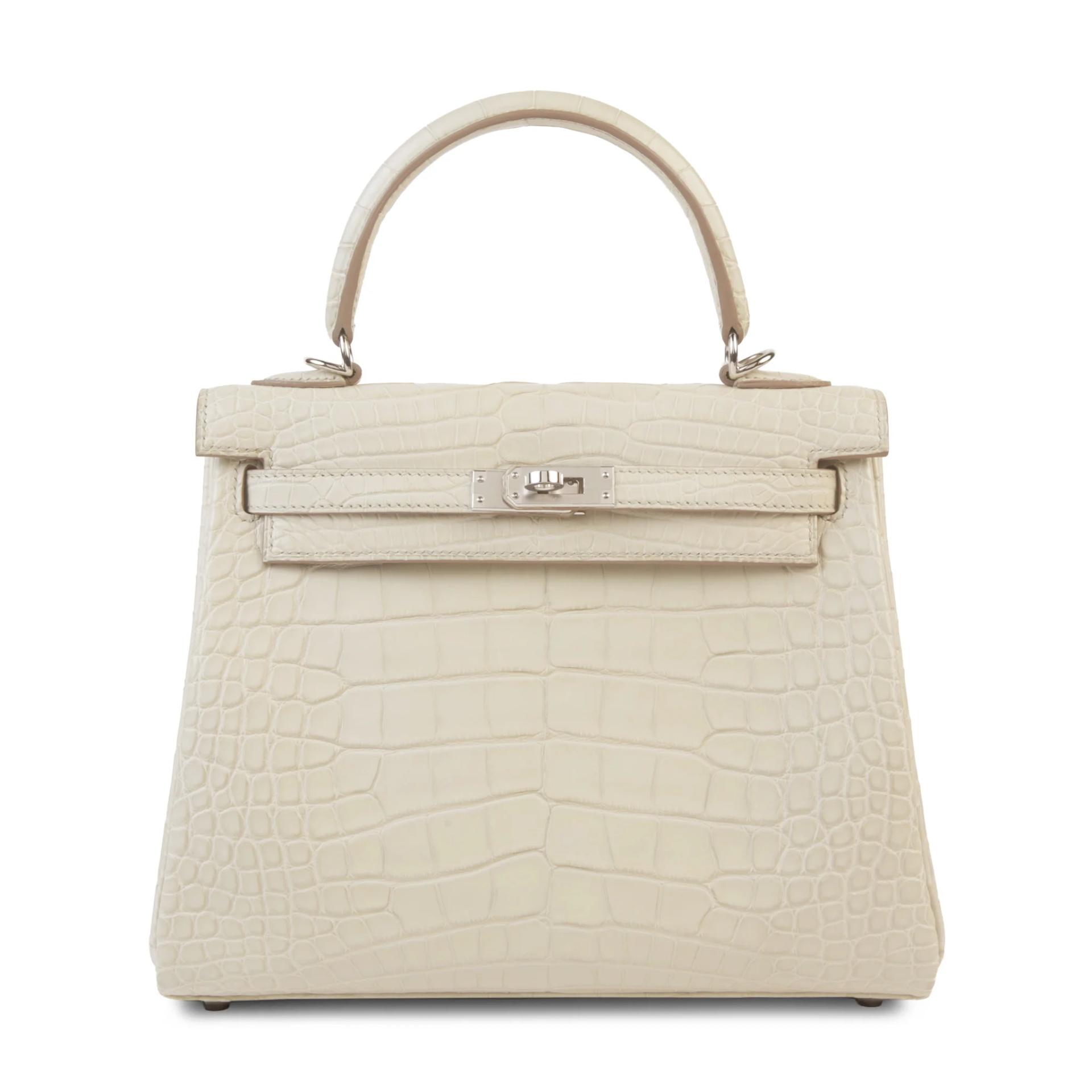 Unused ( Rank NS ) HERMÈS Kelly 25 Beton (8L) Matte Alligator Palladium hardware U (2022) - 1