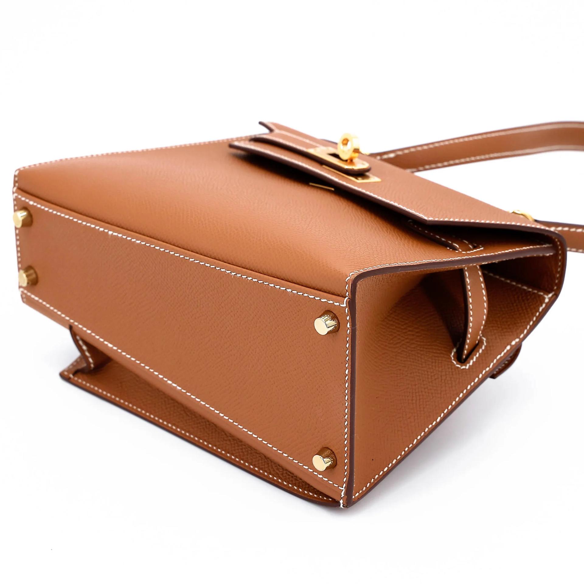 SA超美品 HERMÈS 愛馬仕 限量收藏款 Kelly 20 en Desordre 37 金棕色 Gold Epsom牛皮 金扣 B刻 2023年 - 6