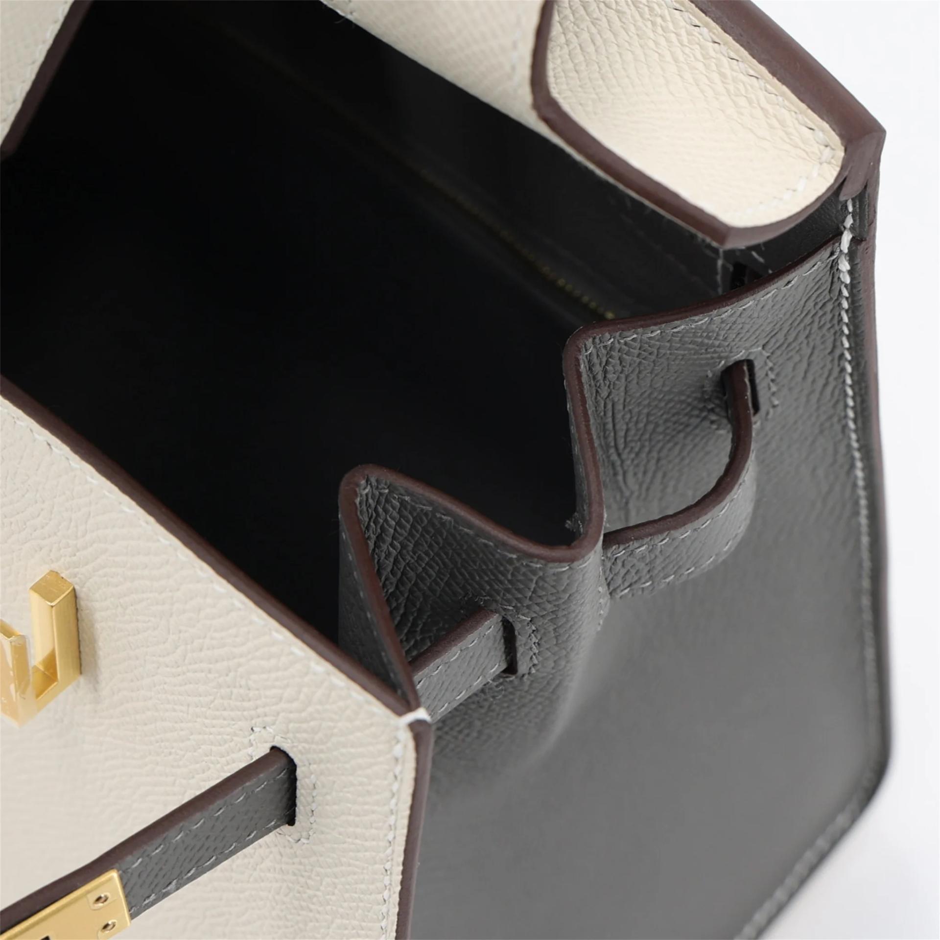 全新 HERMÈS 愛馬仕 馬蹄印定制 Birkin 25 外縫 10 奶昔白 Craie 0L Gris Meyer 積雨雲灰 Epsom牛皮 拉絲金扣 K刻 2025年 - 13