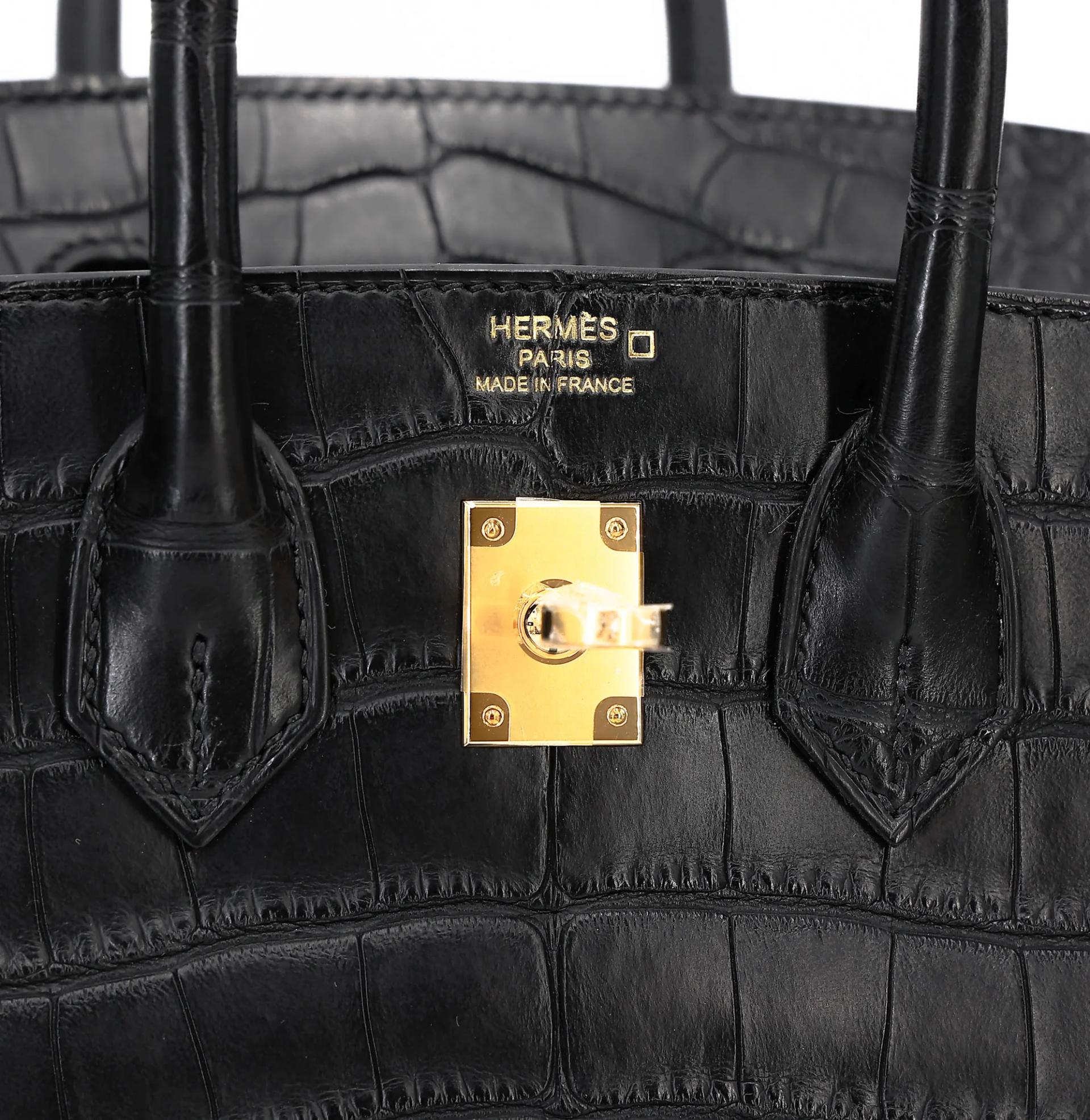 Brand New ( Rank N ) HERMÈS Birkin 25 Noir (89) Matte Alligator Gold hardware G (2026) - 10