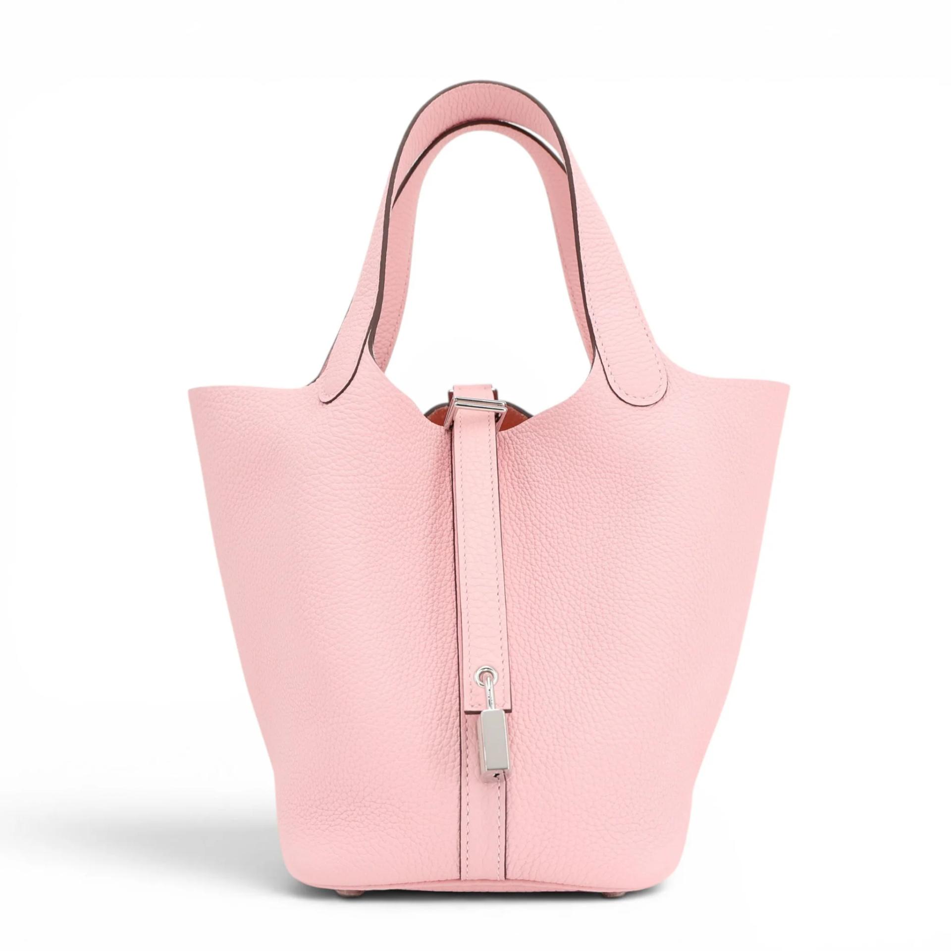 Excellent ( Rank SA ) HERMÈS Picotin Lock PM Rose Sakura (3Q) Clemence Palladium hardware U (2022) - 1