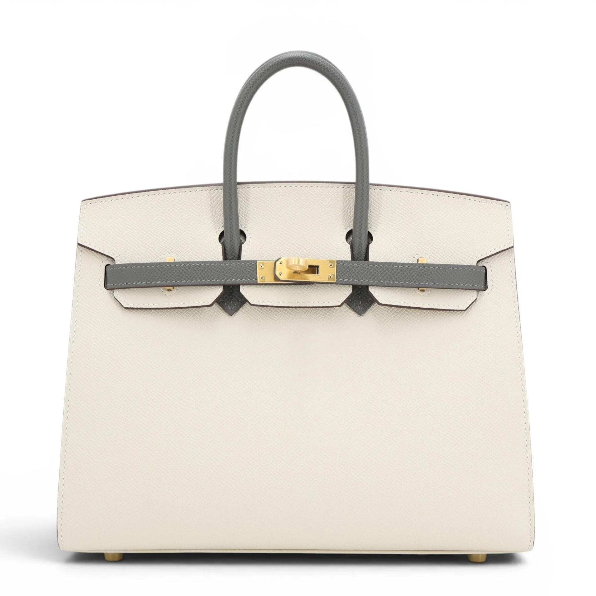 Birkin 25 外縫 10 奶昔白 Craie 0L Gris Meyer 積雨雲灰