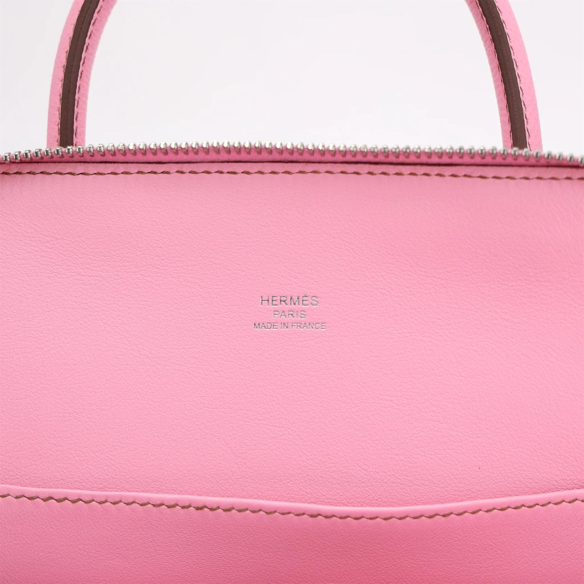 Excellent ( Rank SA ) HERMÈS Bolide 25 Pink (5P) Epsom Palladium hardware Z (2021) - 9