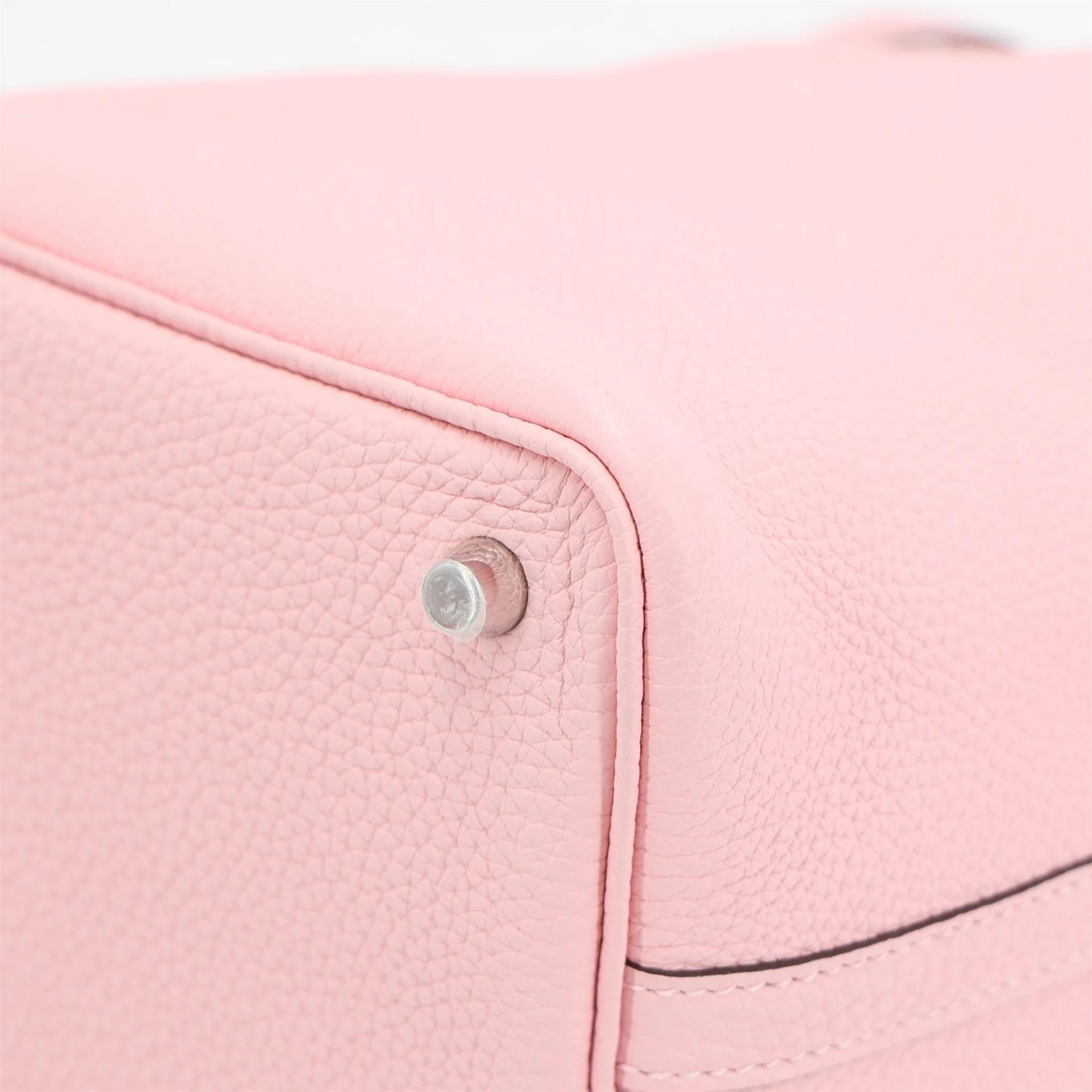 Excellent ( Rank SA ) HERMÈS Picotin Lock PM Rose Sakura (3Q) Clemence Palladium hardware U (2022) - 10