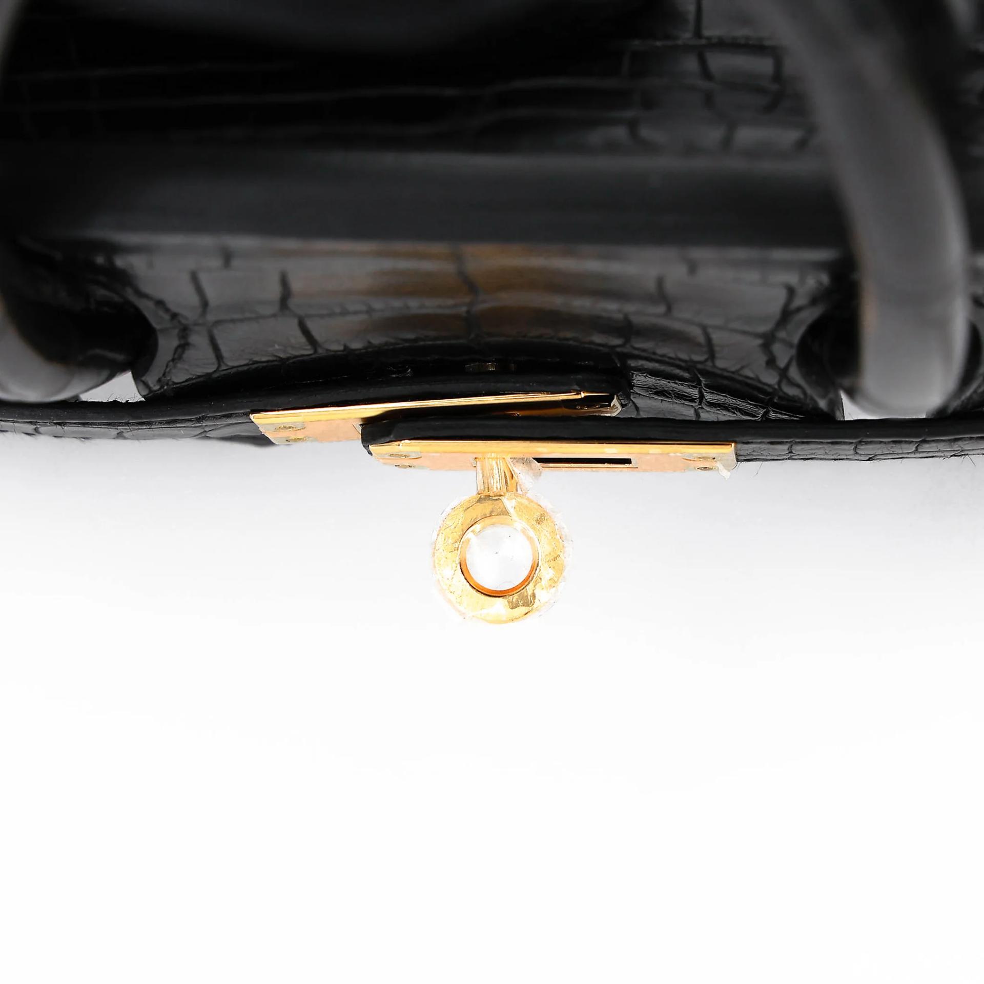 Brand New ( Rank N ) HERMÈS Birkin 25 Noir (89) Matte Alligator Gold hardware G (2026) - 9
