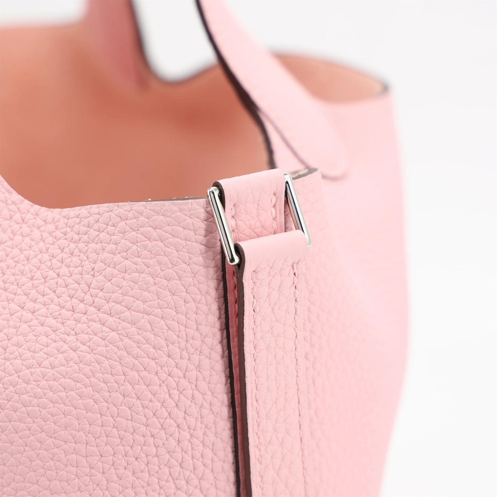 Excellent ( Rank SA ) HERMÈS Picotin Lock PM Rose Sakura (3Q) Clemence Palladium hardware U (2022) - 12