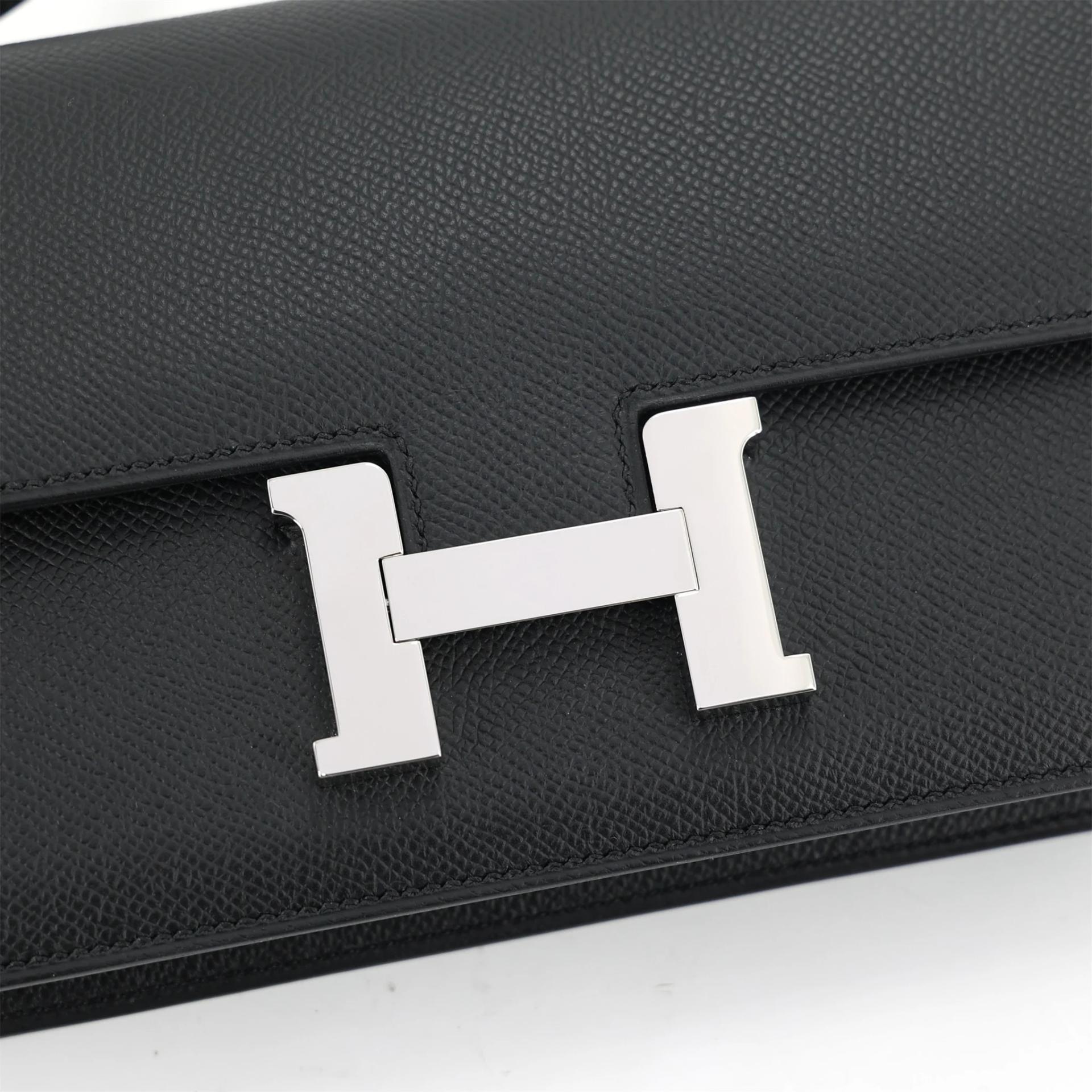 Excellent ( Rank SA ) HERMÈS Constance Elan Noir (89) Epsom Palladium hardware K (2025) - 8