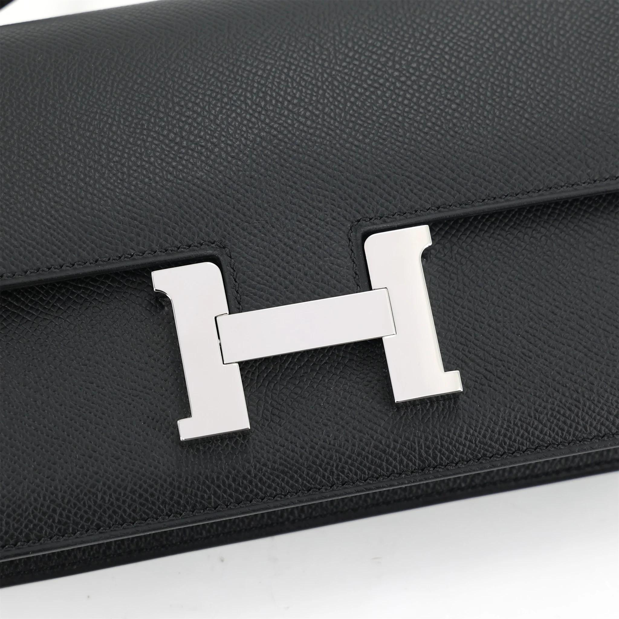 Excellent ( Rank SA ) HERMÈS Constance Elan Noir (89) Epsom Palladium hardware K (2025) - 8