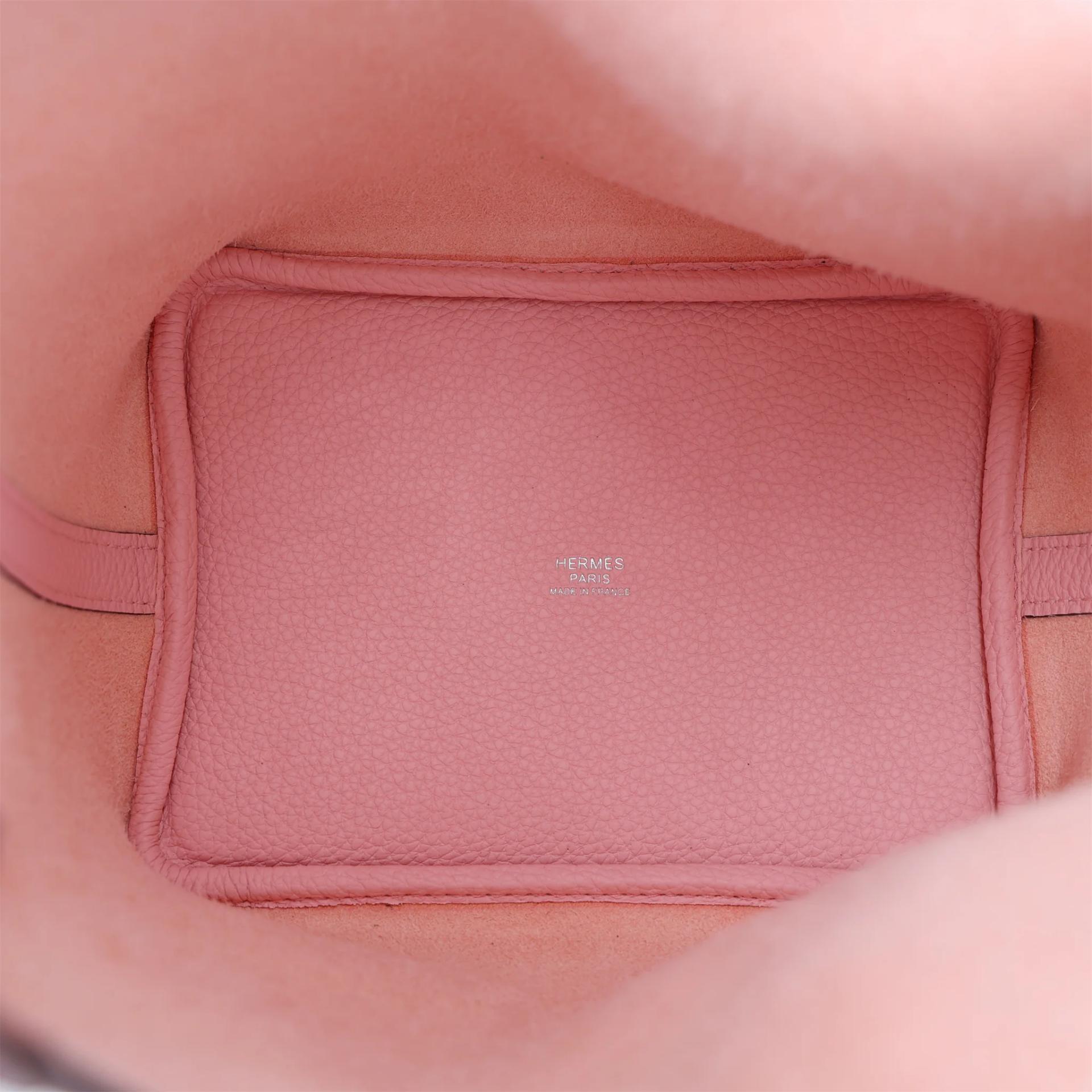 Excellent ( Rank SA ) HERMÈS Picotin Lock PM Rose Sakura (3Q) Clemence Palladium hardware U (2022) - 13