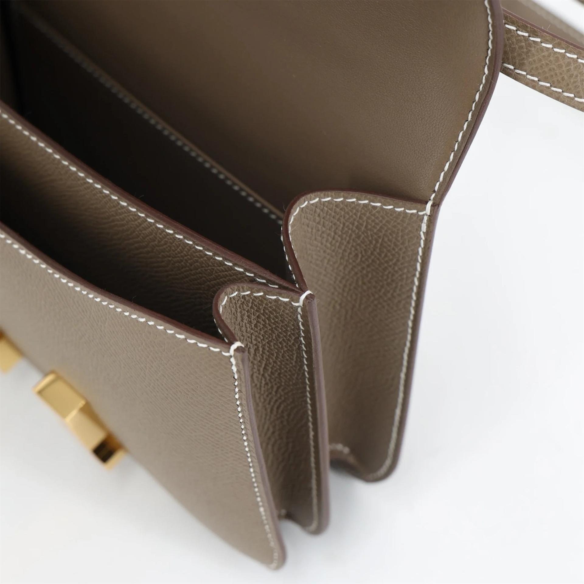 Brand New ( Rank N ) HERMÈS Constance Mini 19 Mirror Etoupe (18) Epsom Gold hardware K (2025) - 16