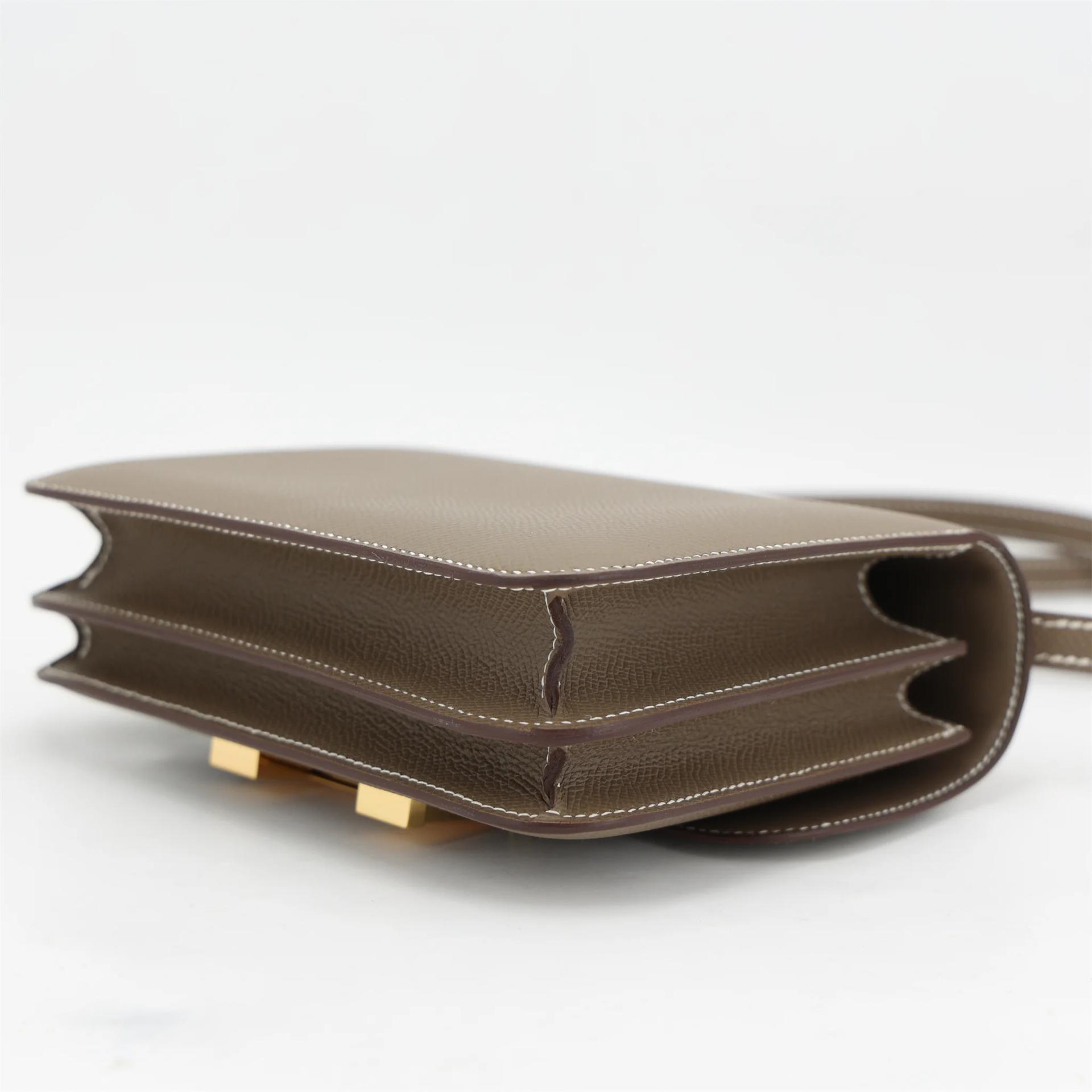 Brand New ( Rank N ) HERMÈS Constance Mini 19 Mirror Etoupe (18) Epsom Gold hardware K (2025) - 7