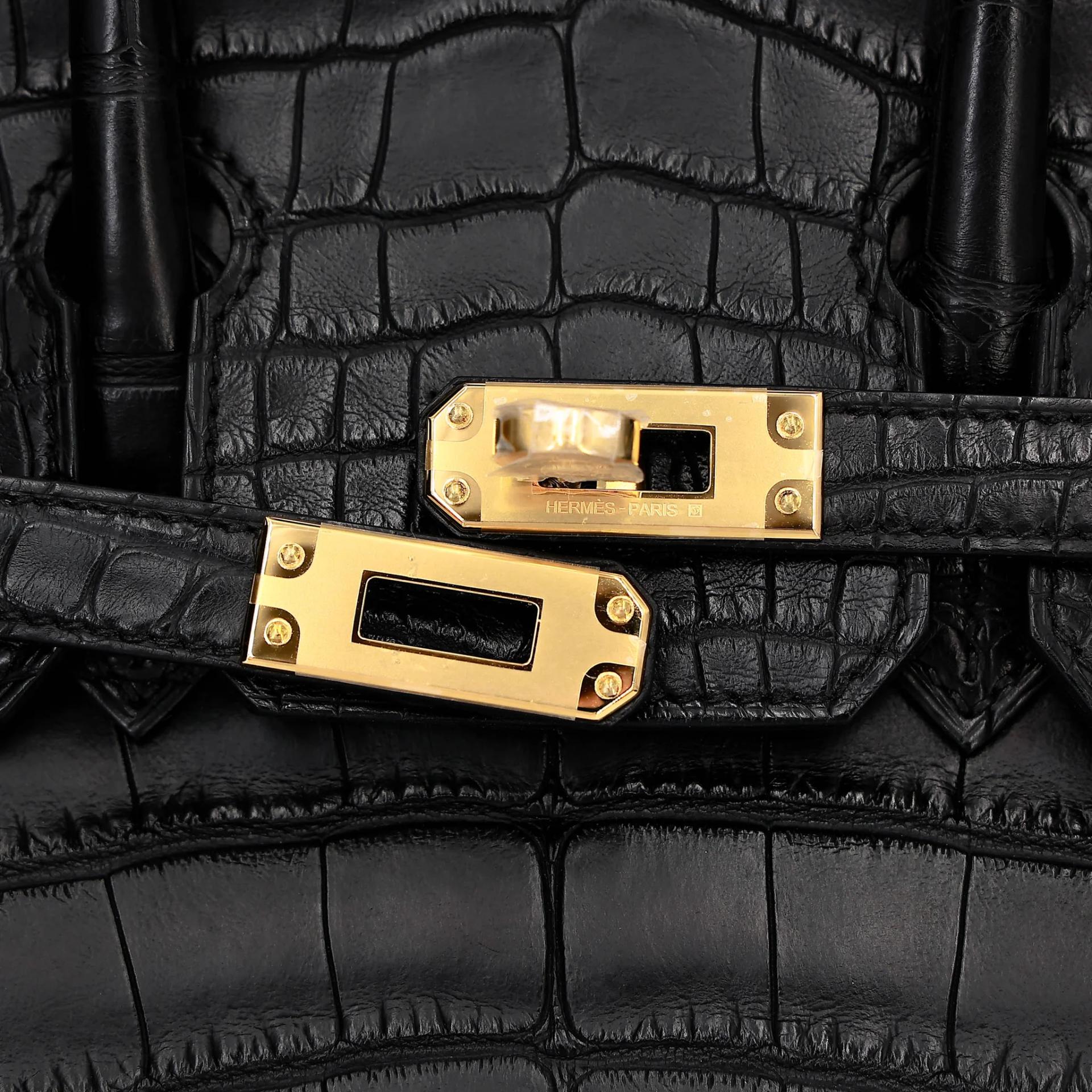 Brand New ( Rank N ) HERMÈS Birkin 25 Noir (89) Matte Alligator Gold hardware G (2026) - 8
