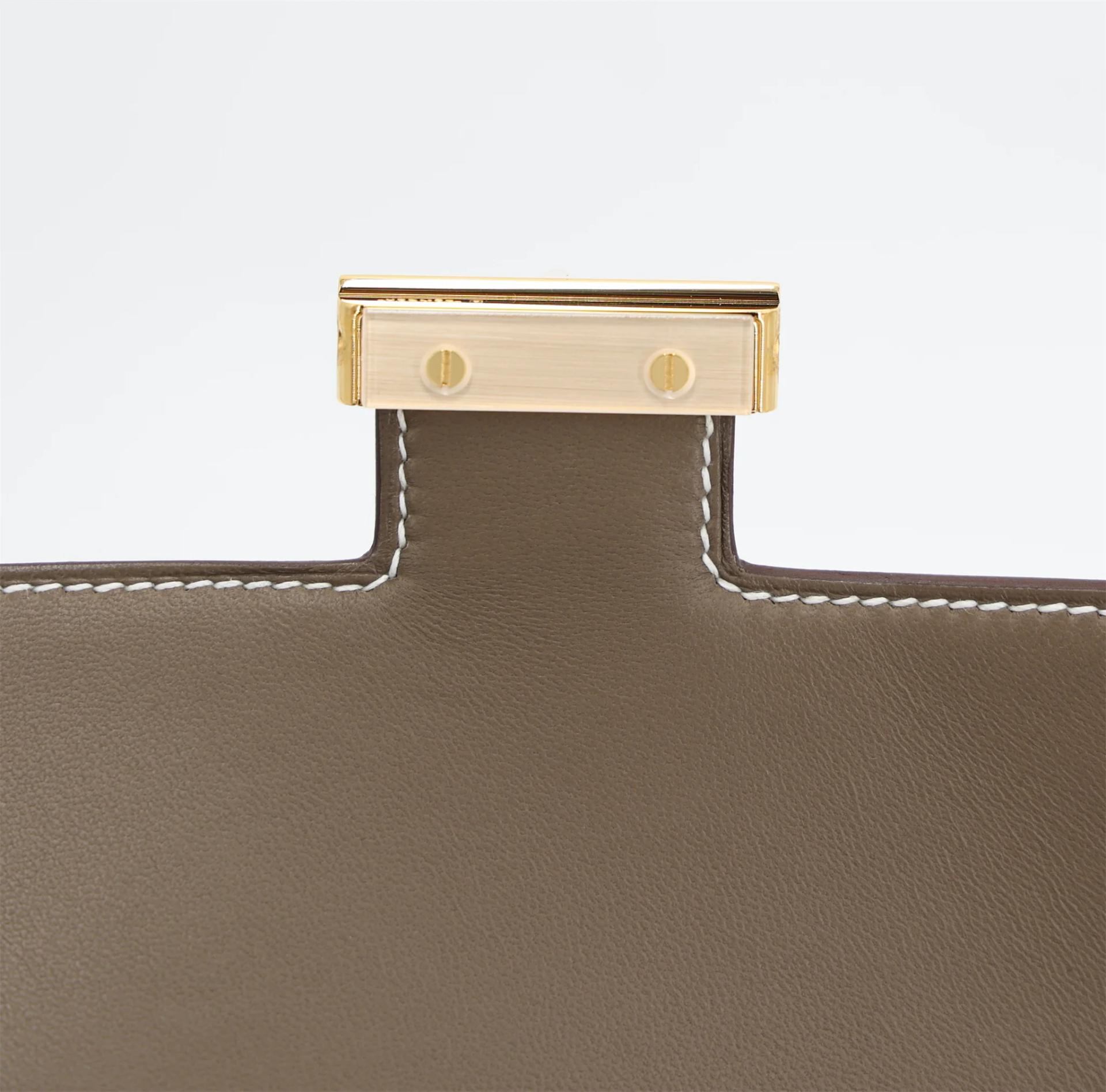 Brand New ( Rank N ) HERMÈS Constance Mini 19 Mirror Etoupe (18) Epsom Gold hardware K (2025) - 10