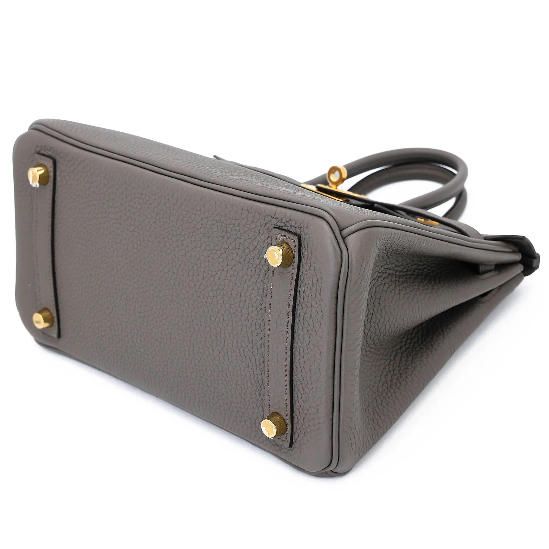 Very Good ( Rank A) HERMÈS Birkin 25 Etain (8F) Togo Gold hardware U (2022) - 4