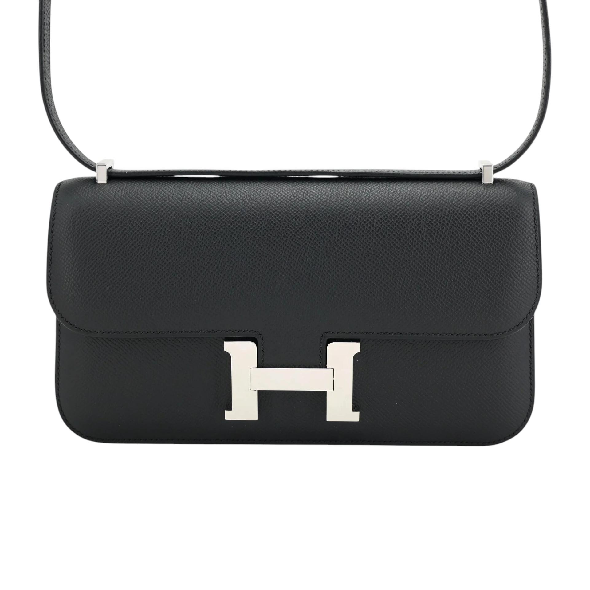 Excellent ( Rank SA ) HERMÈS Constance Elan Noir (89) Epsom Palladium hardware K (2025) - 1