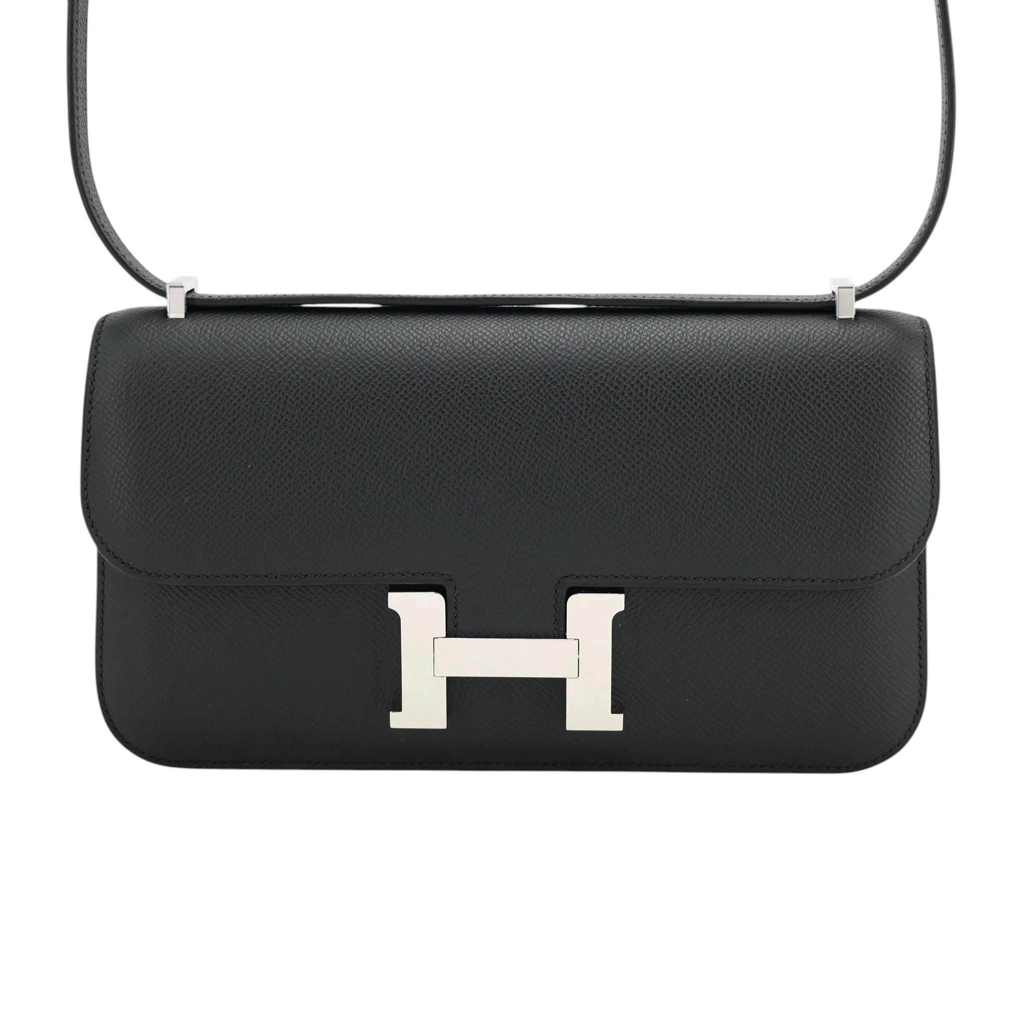 Excellent ( Rank SA ) HERMÈS Constance Elan Noir (89) Epsom Palladium hardware K (2025) - 1