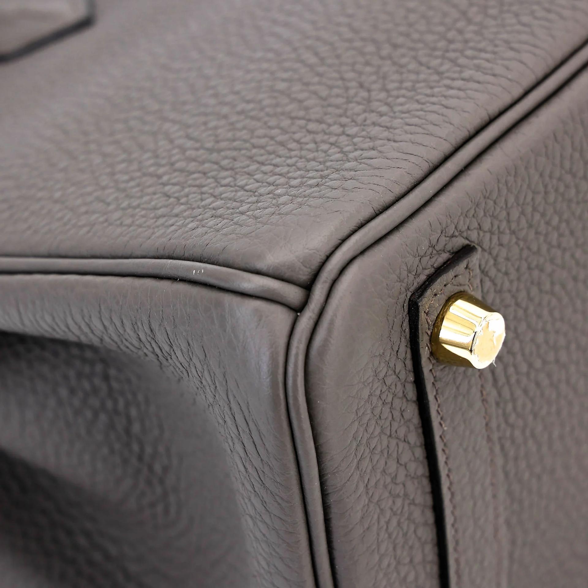 Very Good ( Rank A) HERMÈS Birkin 25 Etain (8F) Togo Gold hardware U (2022) - 11