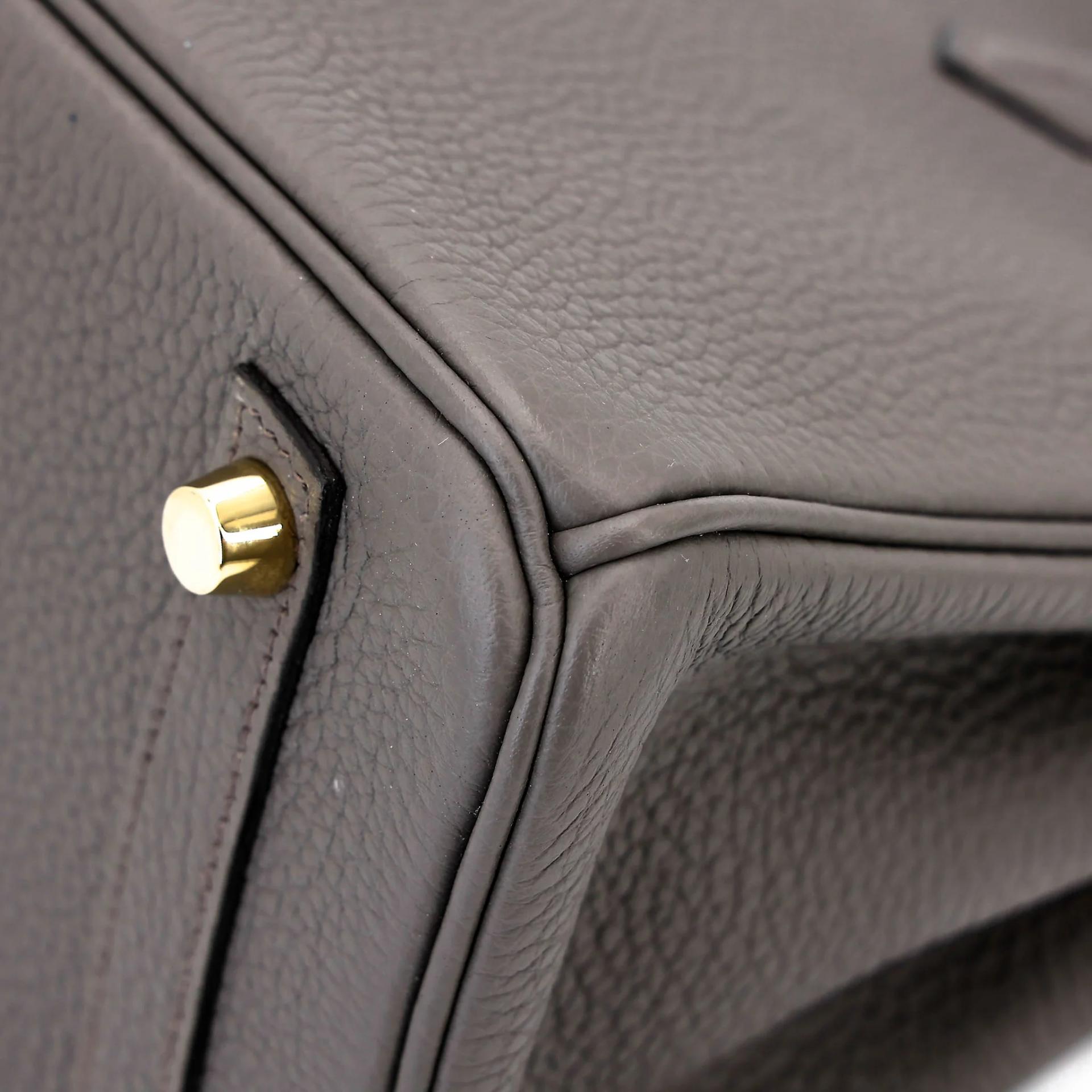 Very Good ( Rank A) HERMÈS Birkin 25 Etain (8F) Togo Gold hardware U (2022) - 10