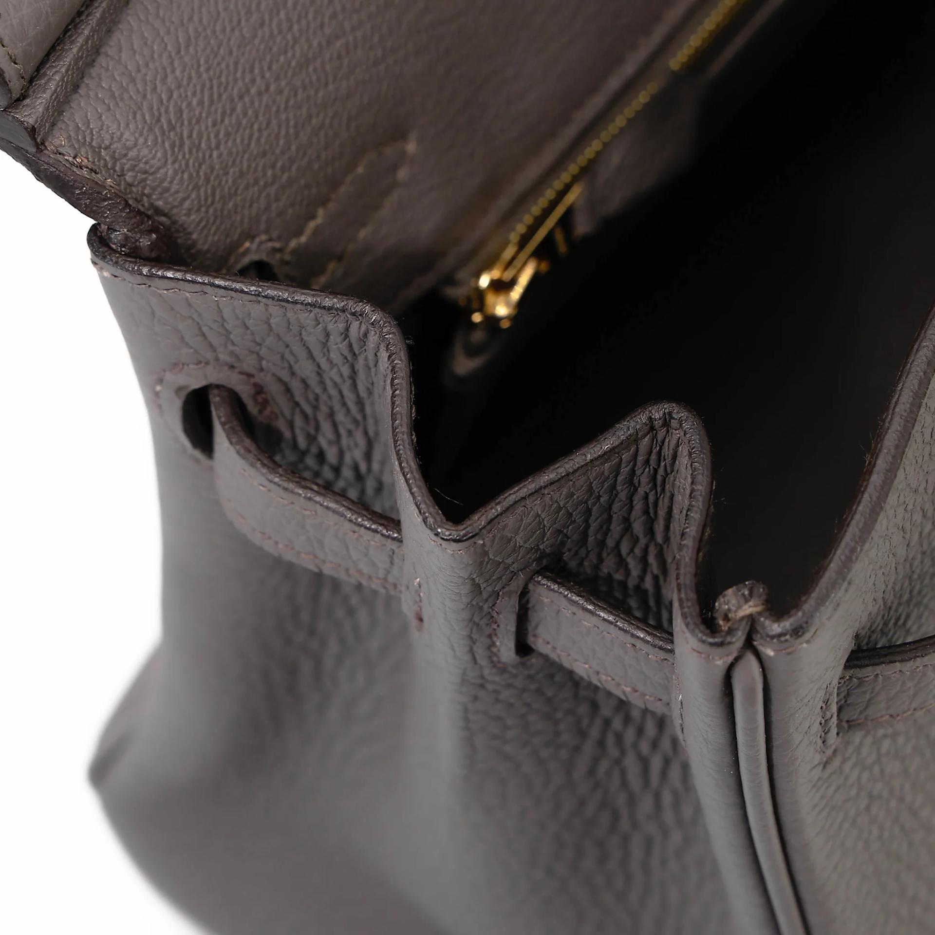 Very Good ( Rank A) HERMÈS Birkin 25 Etain (8F) Togo Gold hardware U (2022) - 20