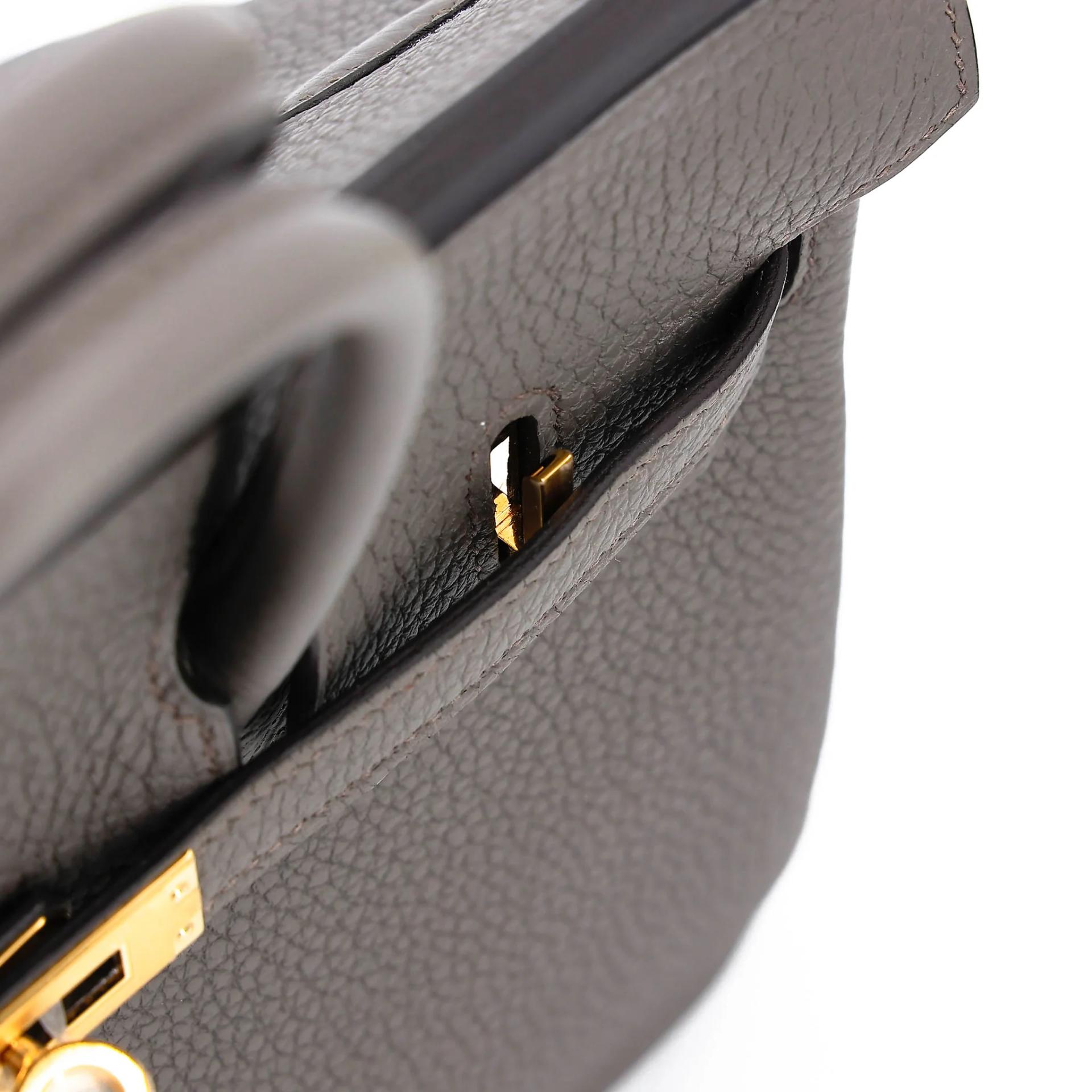 Very Good ( Rank A) HERMÈS Birkin 25 Etain (8F) Togo Gold hardware U (2022) - 12
