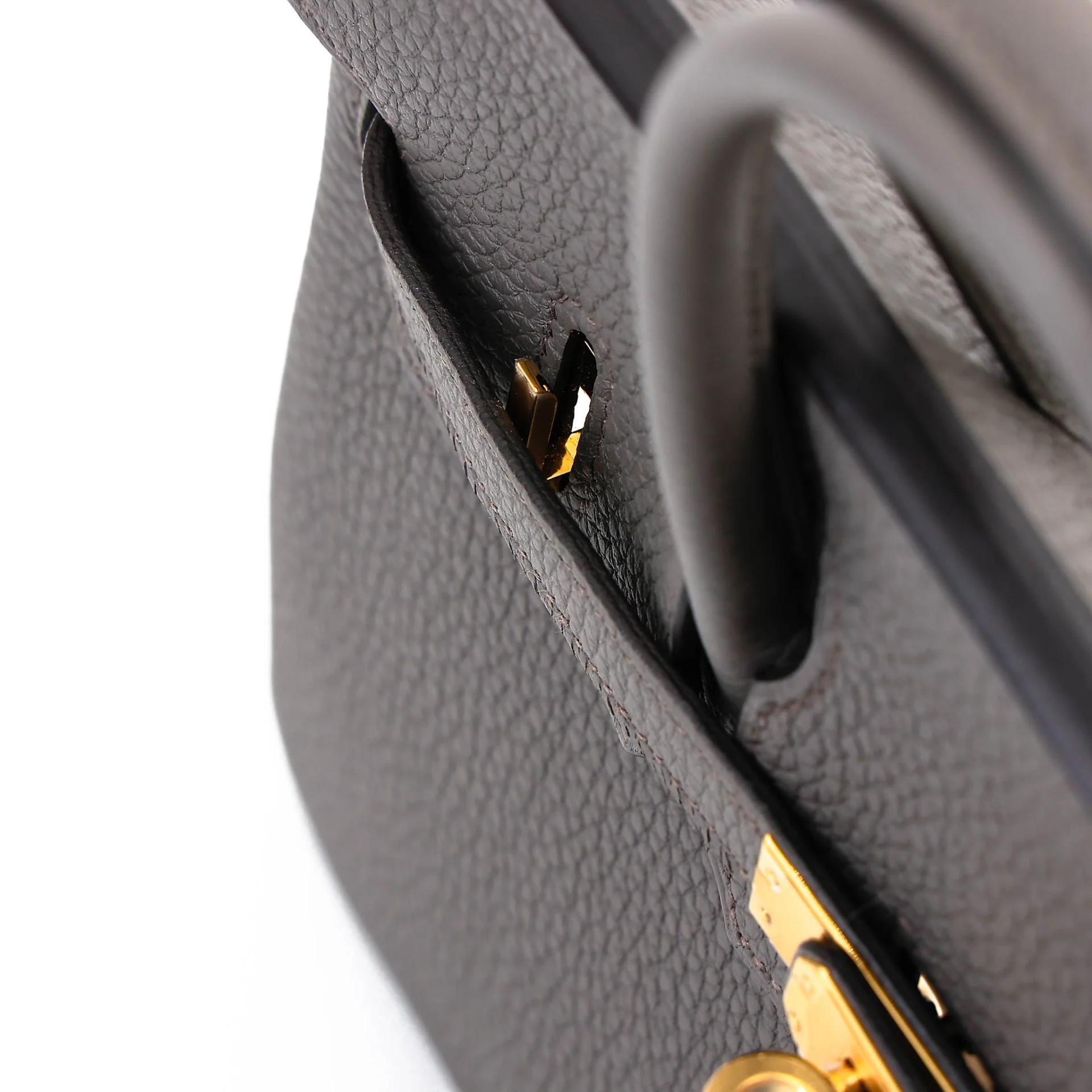Very Good ( Rank A) HERMÈS Birkin 25 Etain (8F) Togo Gold hardware U (2022) - 13
