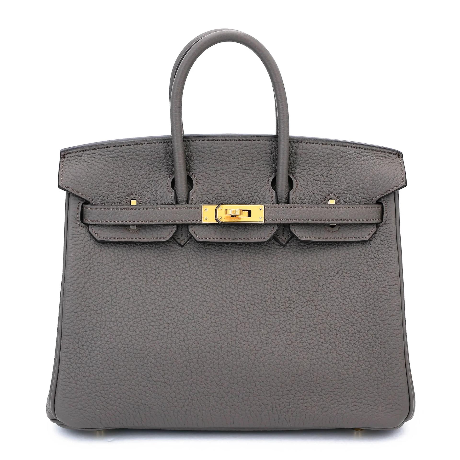 Very Good ( Rank A) HERMÈS Birkin 25 Etain (8F) Togo Gold hardware U (2022) - 1