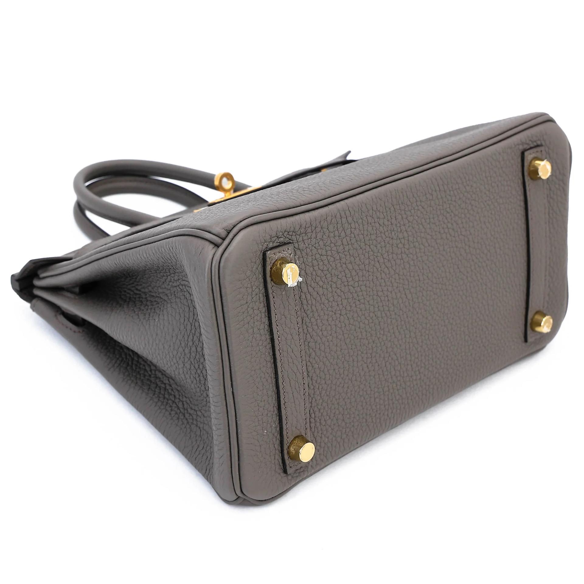 Very Good ( Rank A) HERMÈS Birkin 25 Etain (8F) Togo Gold hardware U (2022) - 5