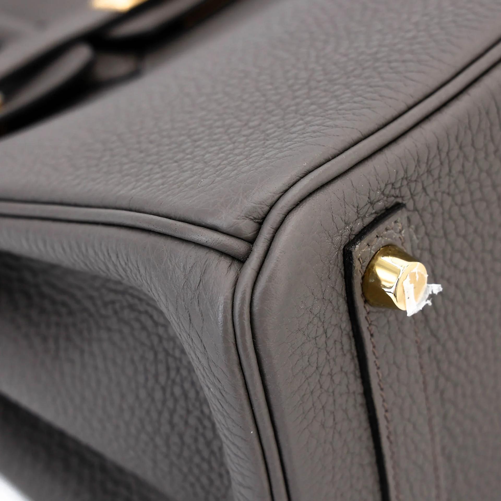 Very Good ( Rank A) HERMÈS Birkin 25 Etain (8F) Togo Gold hardware U (2022) - 9