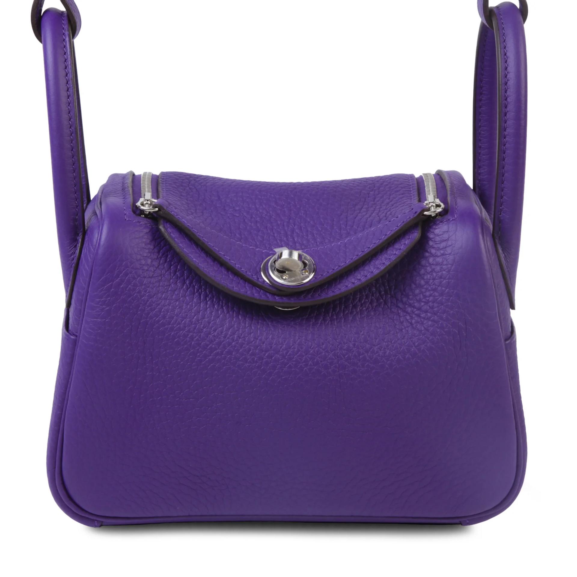 Brand New ( Rank N ) HERMÈS Mini Lindy II Purple (X3) Clemence Palladium hardware G (2026) - 1