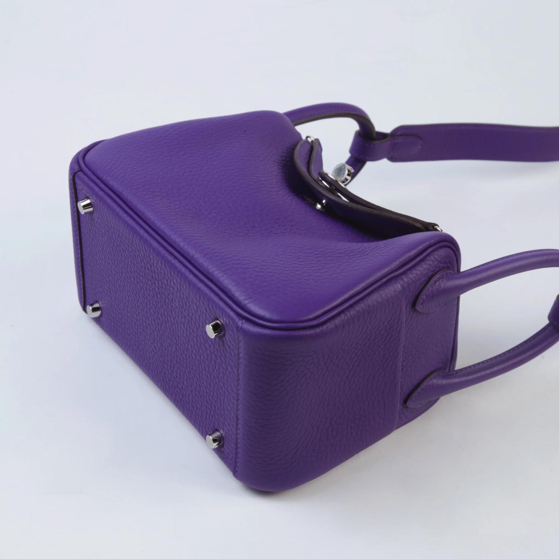 Brand New ( Rank N ) HERMÈS Mini Lindy II Purple (X3) Clemence Palladium hardware G (2026) - 5