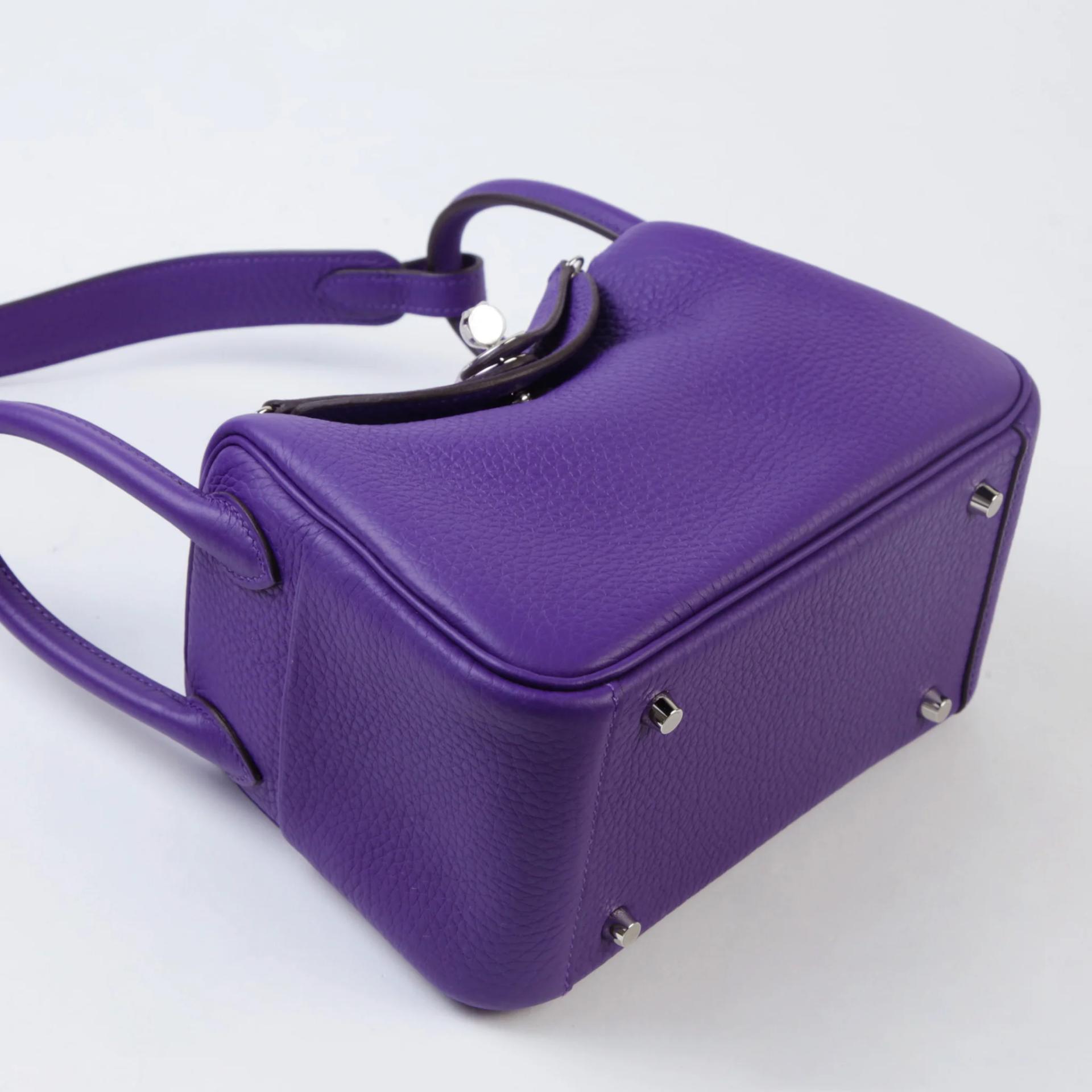 Brand New ( Rank N ) HERMÈS Mini Lindy II Purple (X3) Clemence Palladium hardware G (2026) - 4