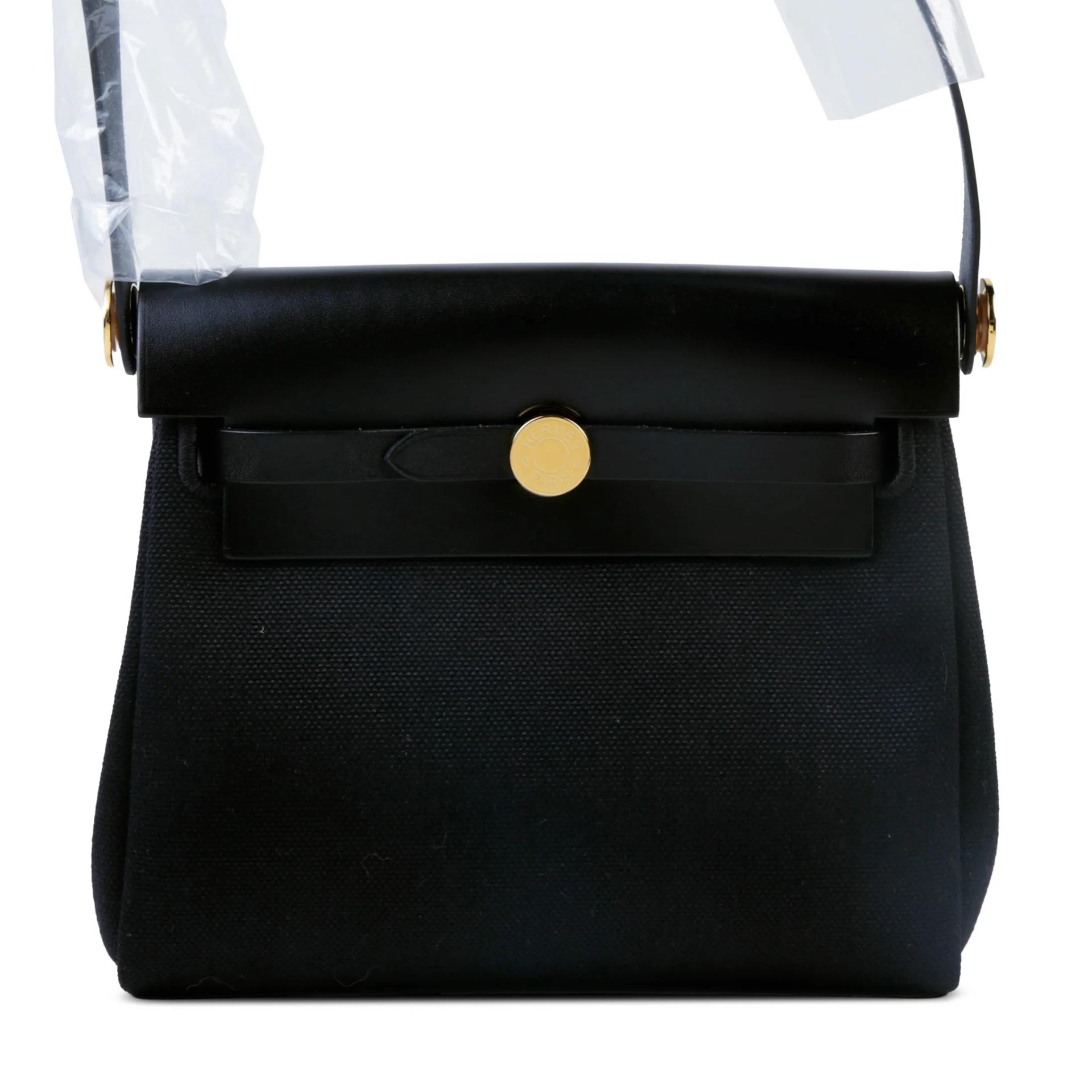 Unused ( Rank NS ) HERMÈS Herbag Zip Mini 20 Noir (89) Vache Hunter Canvas Gold hardware K (2025) - 1