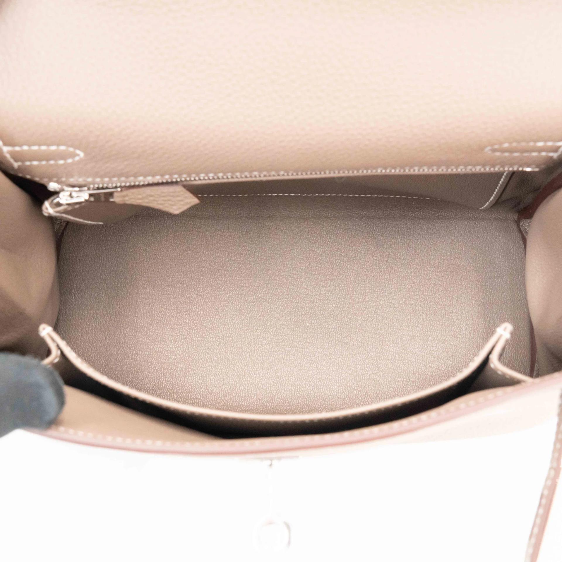 Brand New ( Rank N ) HERMÈS Kelly 25 Etoupe (18) Togo Palladium hardware G (2026) - 13