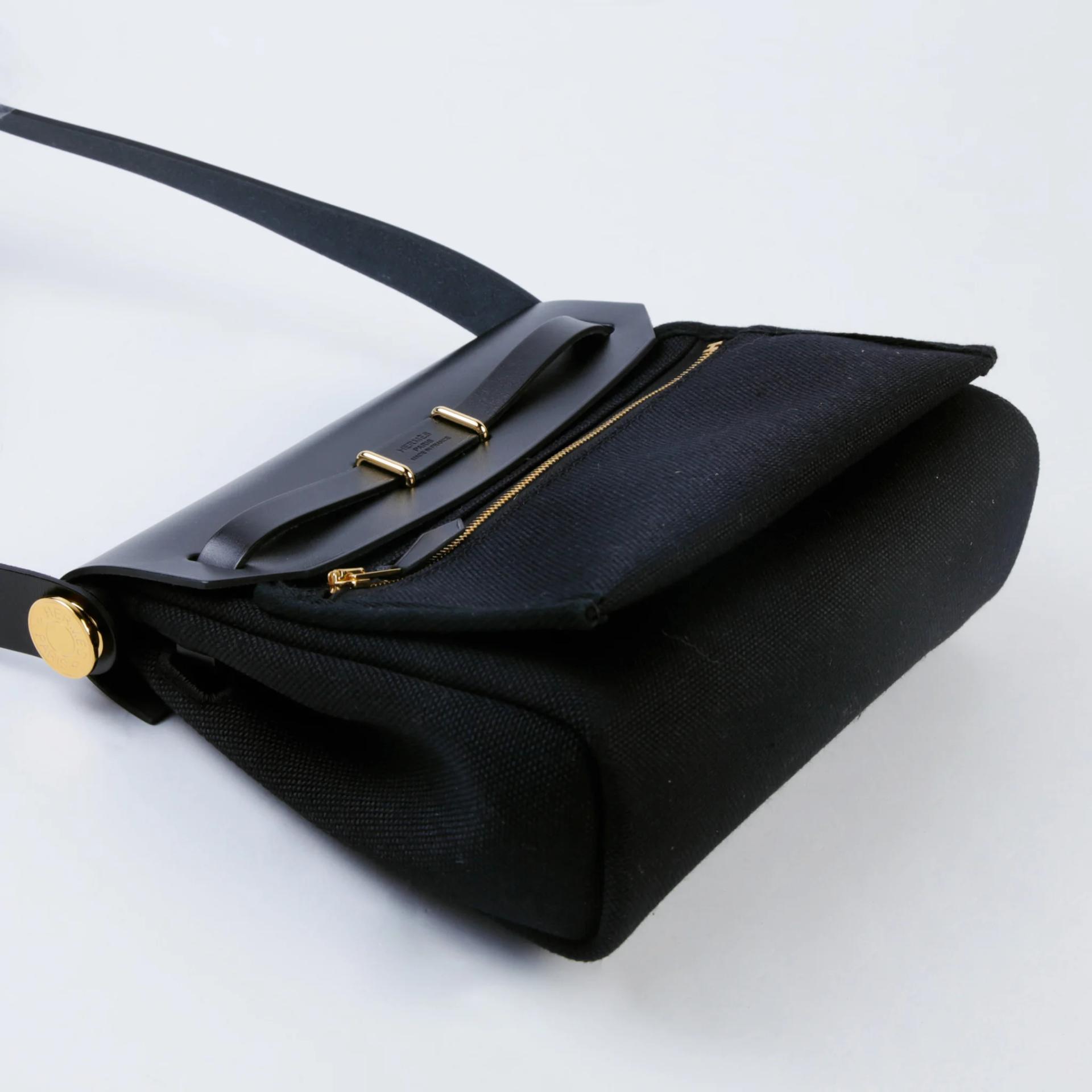 Unused ( Rank NS ) HERMÈS Herbag Zip Mini 20 Noir (89) Vache Hunter Canvas Gold hardware K (2025) - 6