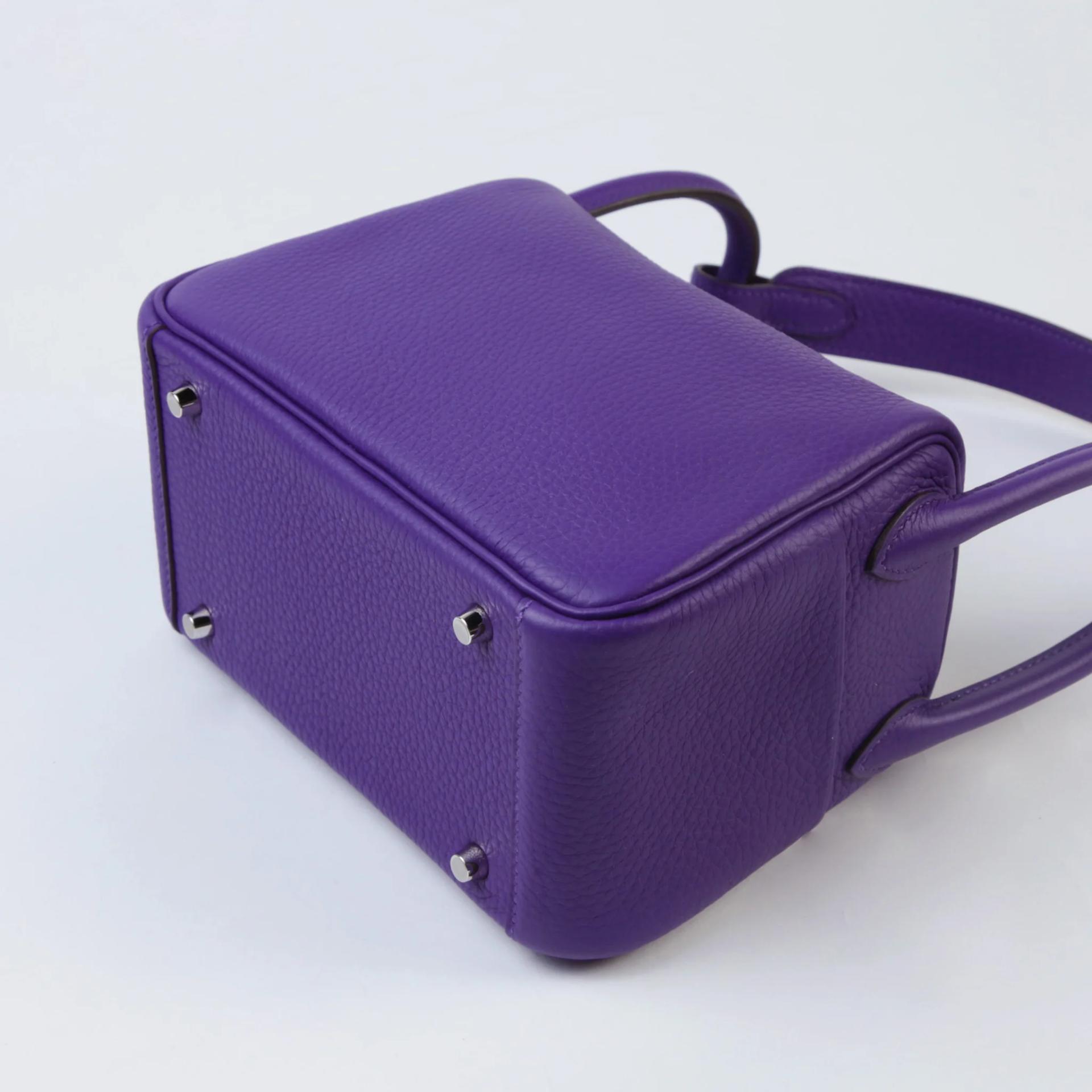 Brand New ( Rank N ) HERMÈS Mini Lindy II Purple (X3) Clemence Palladium hardware G (2026) - 7