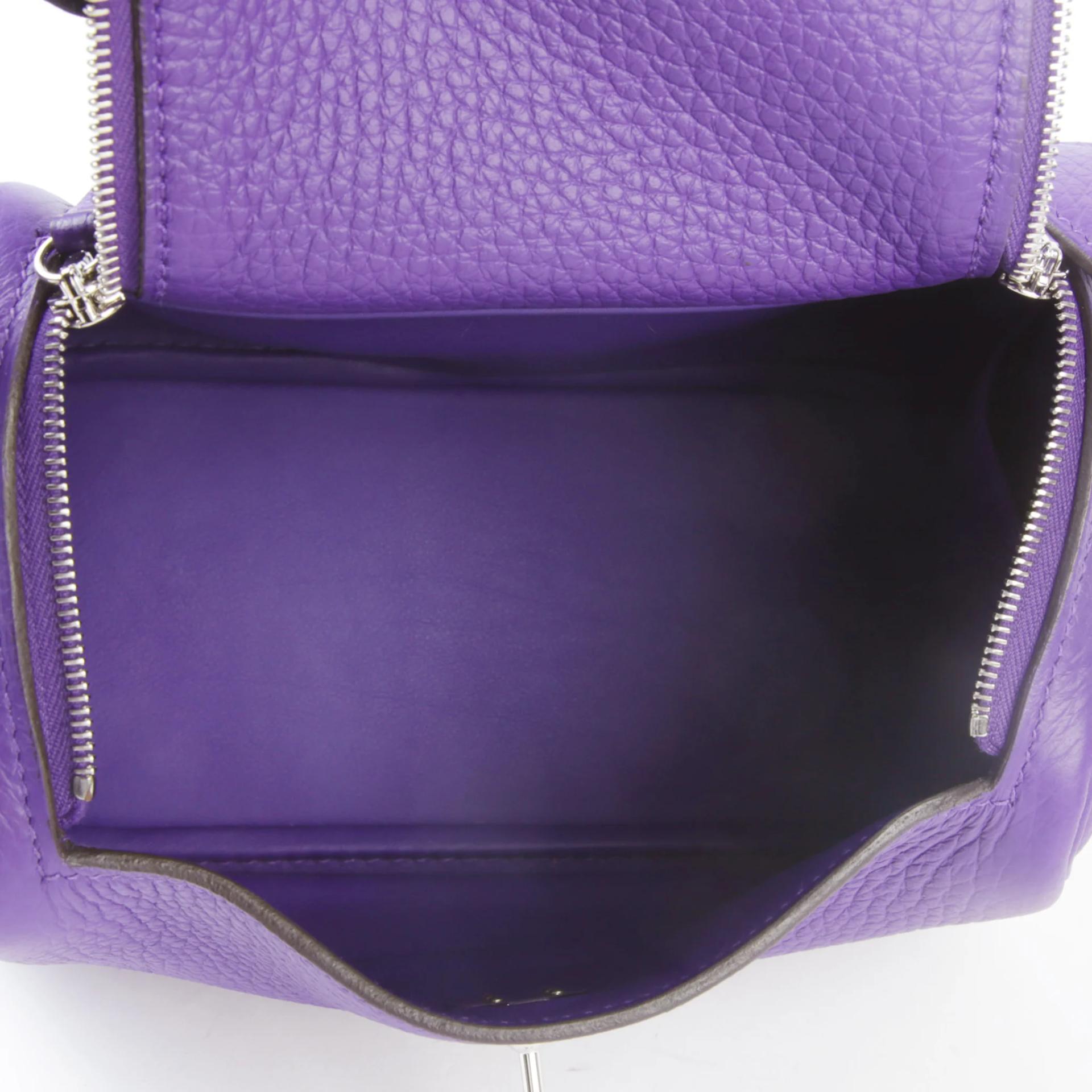 Brand New ( Rank N ) HERMÈS Mini Lindy II Purple (X3) Clemence Palladium hardware G (2026) - 10