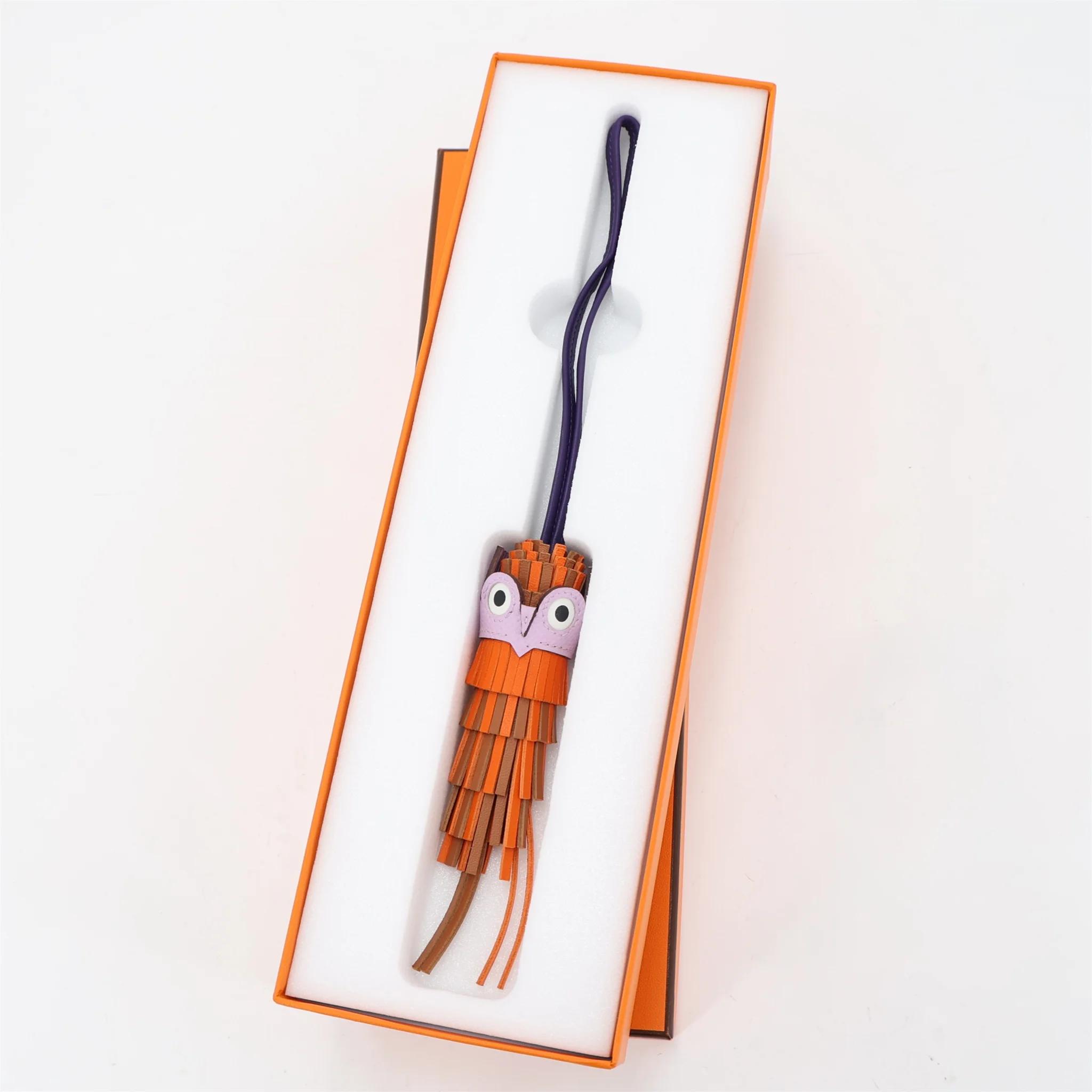 Brand New ( Rank N ) HERMÈS Chouette charm Feu (9J) Gold (37) Purple (X3) Guimauve (X0) Agneau Milo Swift G (2026) - 3