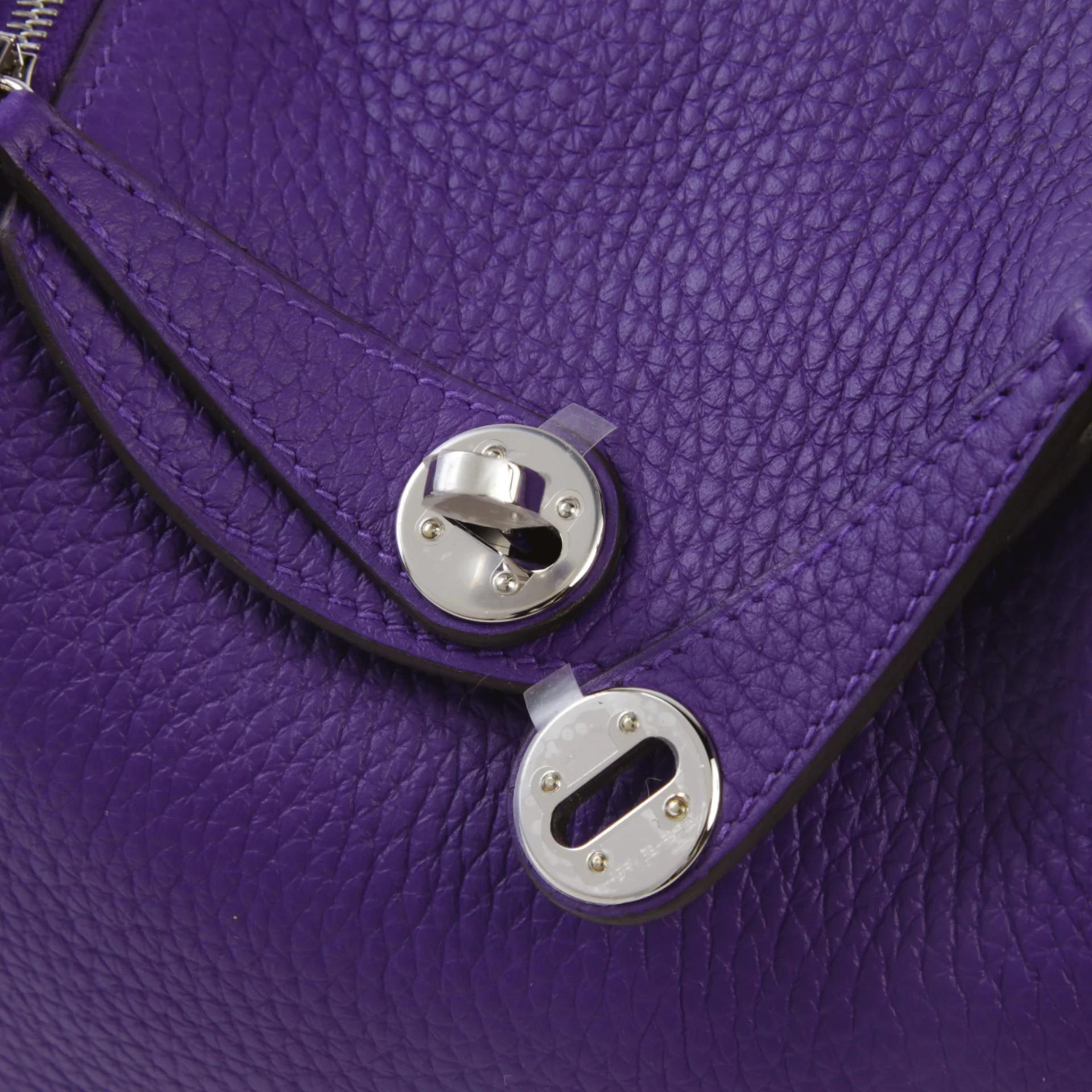 Brand New ( Rank N ) HERMÈS Mini Lindy II Purple (X3) Clemence Palladium hardware G (2026) - 8