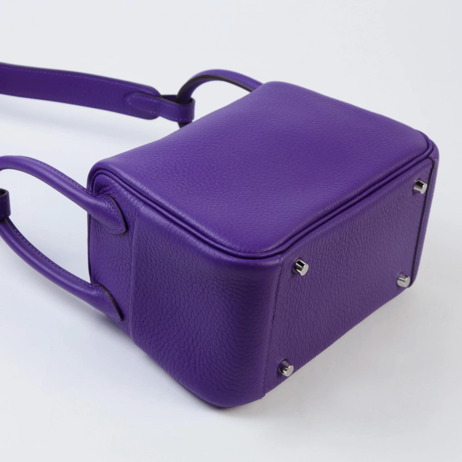 Brand New ( Rank N ) HERMÈS Mini Lindy II Purple (X3) Clemence Palladium hardware G (2026) - 6