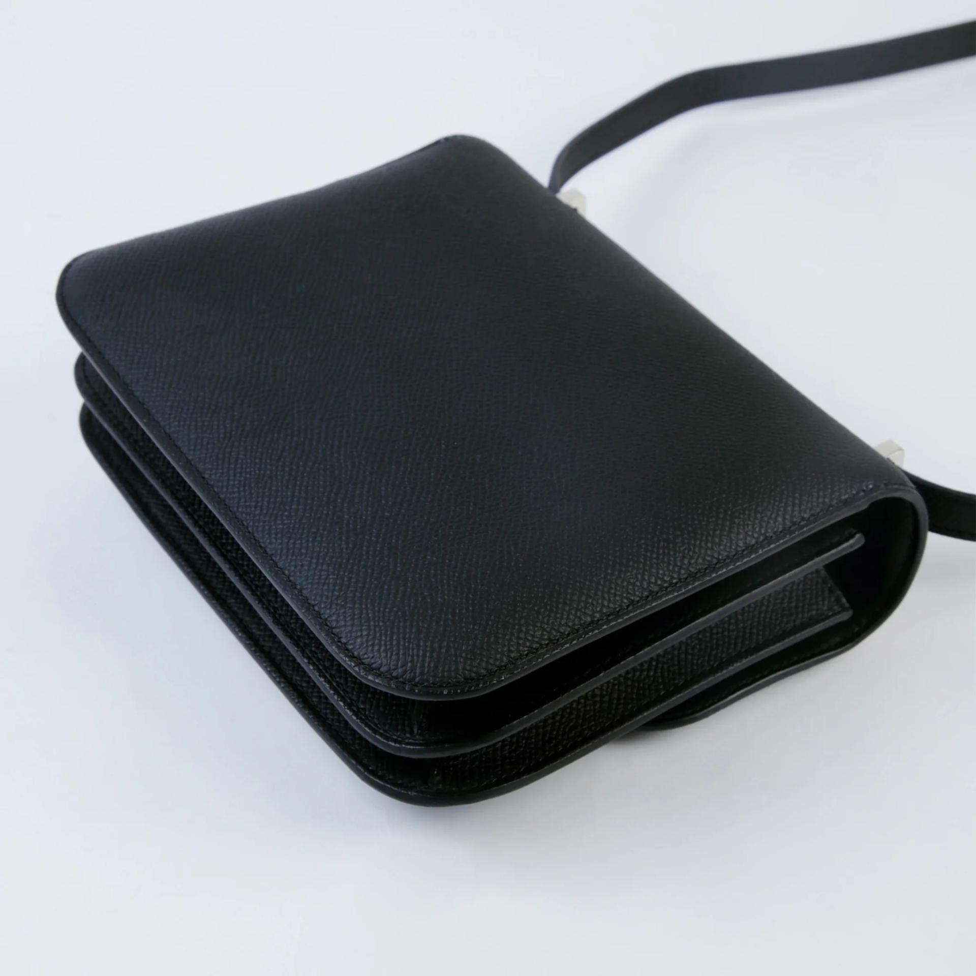 Brand New ( Rank N ) HERMÈS Constance Mini 19 Mirror Noir (89) Epsom Palladium hardware G (2026) - 7