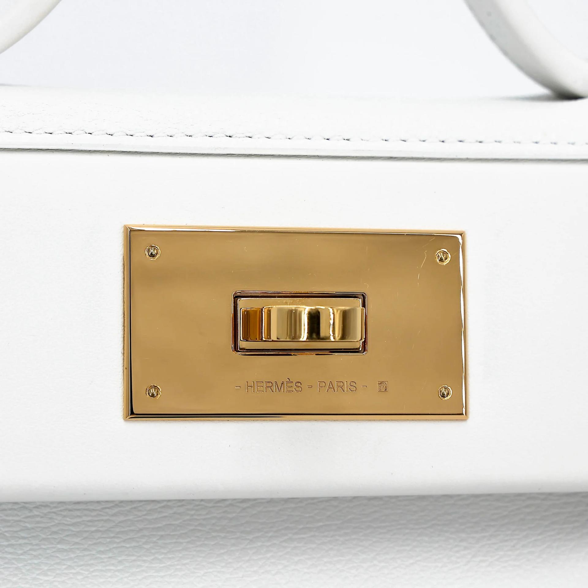 Very Good ( Rank A) HERMÈS 24/24 - 21 mini White (01) Evercolor Swift Gold hardware W (2024) - 12