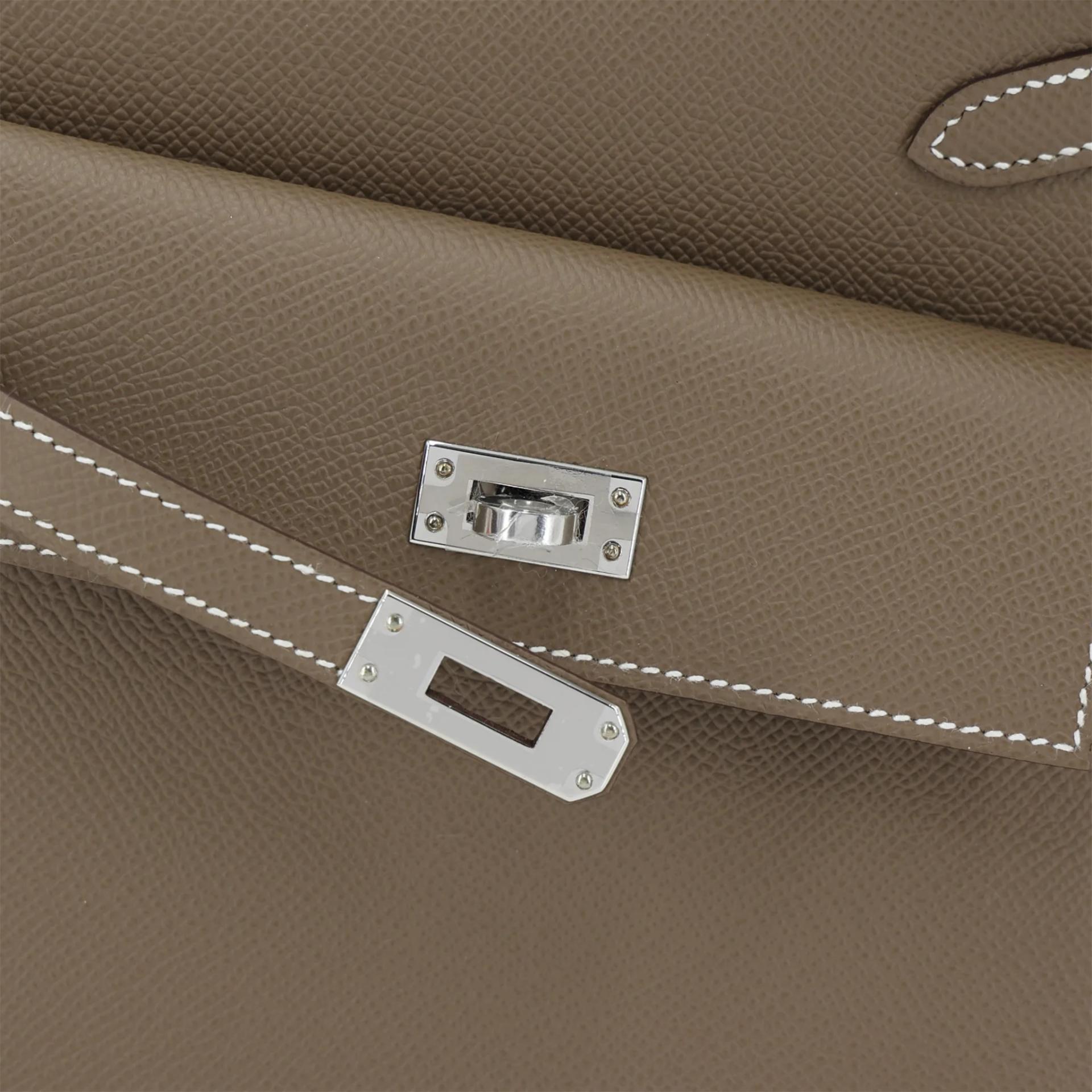 未使用保存品 HERMÈS 愛馬仕 限量收藏款 Kelly 20 en Desordre 18 大象灰 Etoupe Epsom牛皮 銀扣 U刻 2022年 - 14