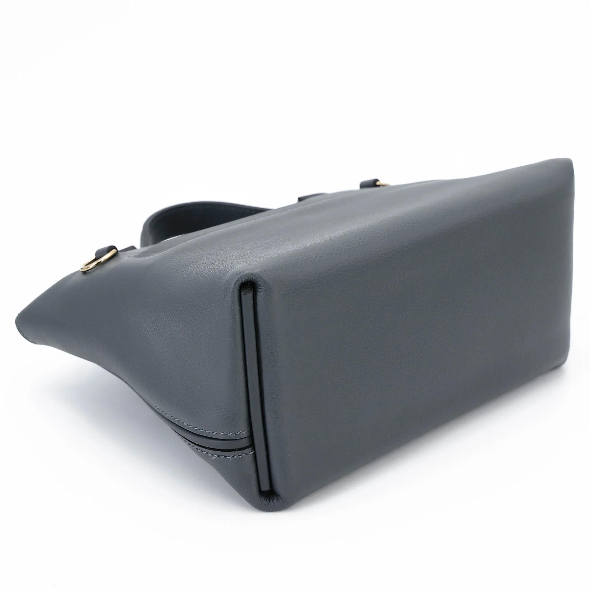 Unused ( Rank NS ) HERMÈS 24/24 - 21 mini Gris misty (H0) Evercolor Swift Permabrass hardware W (2024) - 7
