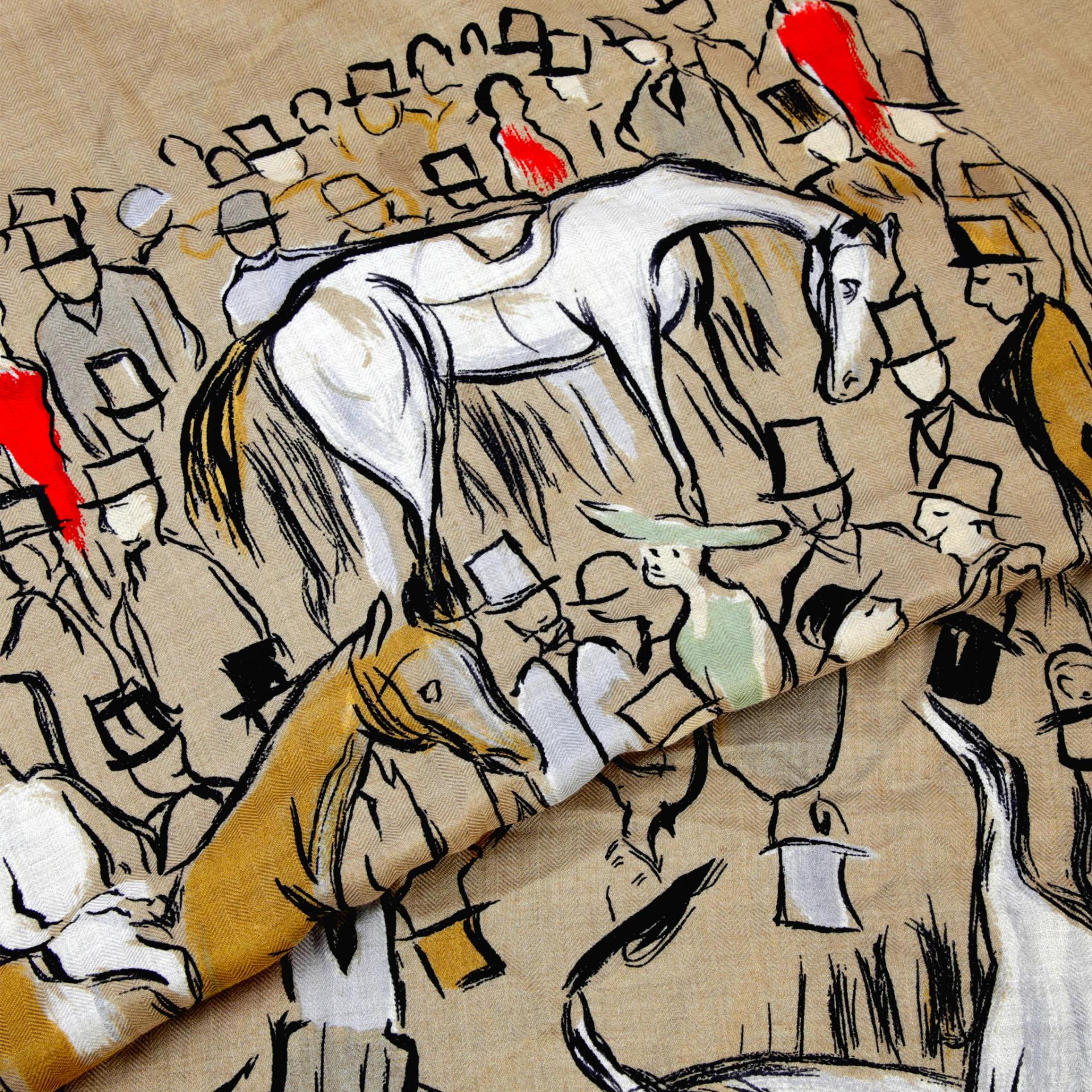 Carre 140 Scarf Paddock Beige Red