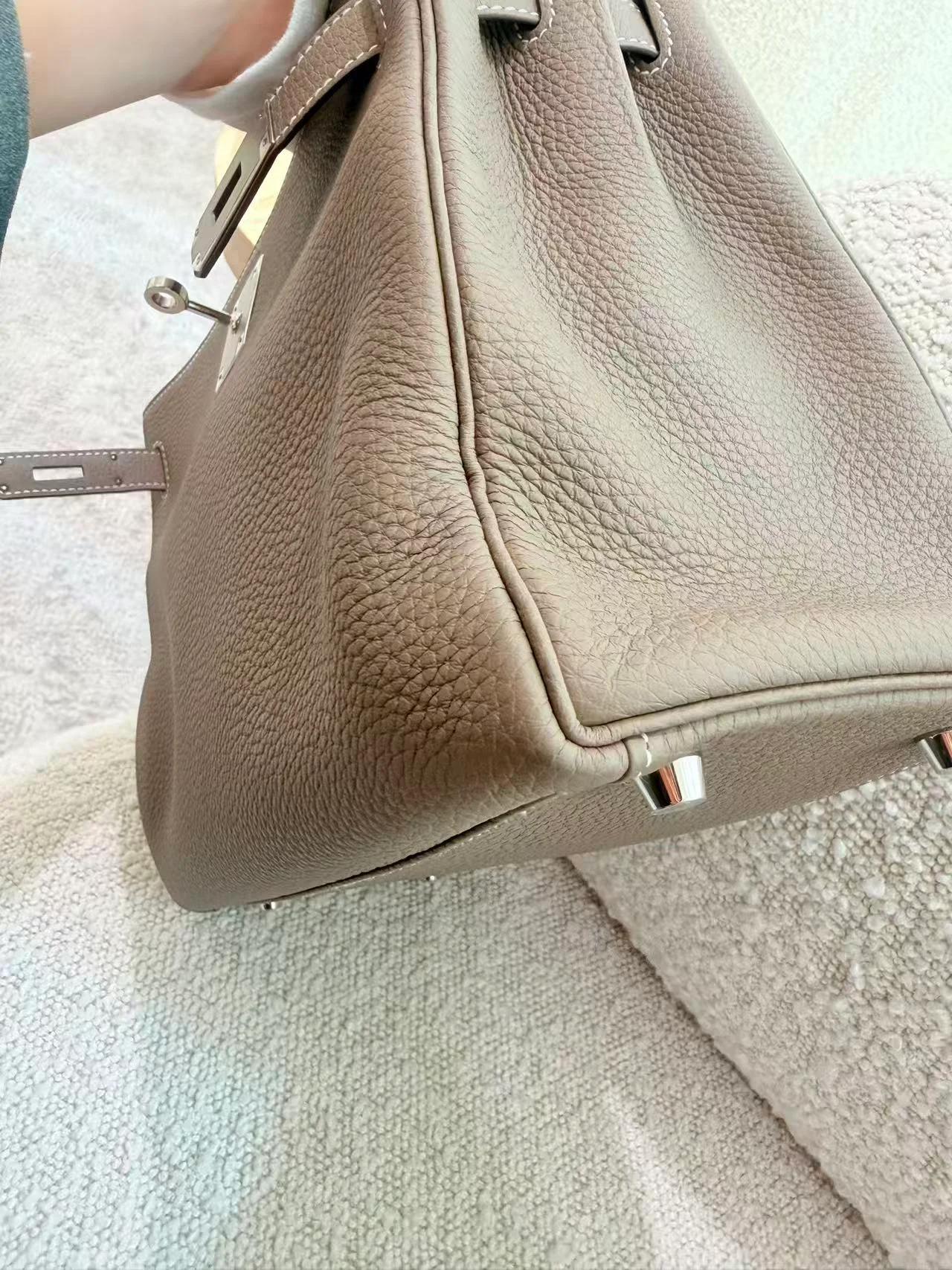 Excellent ( Rank SA ) HERMÈS Kelly 28 Etoupe (18) Togo Palladium hardware U (2022) - 13