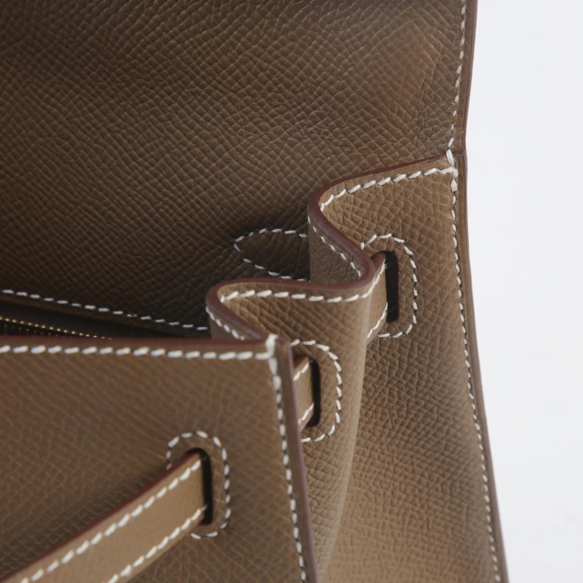全新 HERMÈS 爱马仕 Kelly 25 外缝 18 大象灰 Etoupe Epsom牛皮 金扣 G刻 2026年 - 11